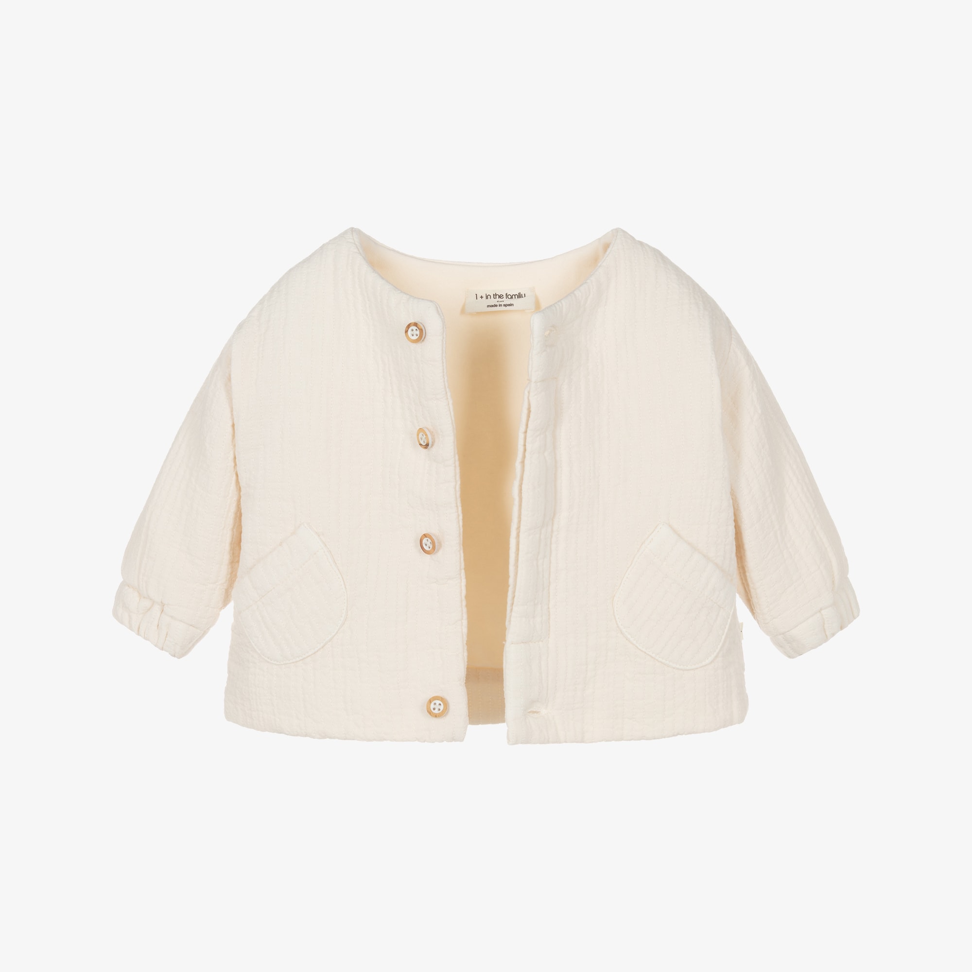 Baby Boys Ivory Organic Cotton Jacket - View 3