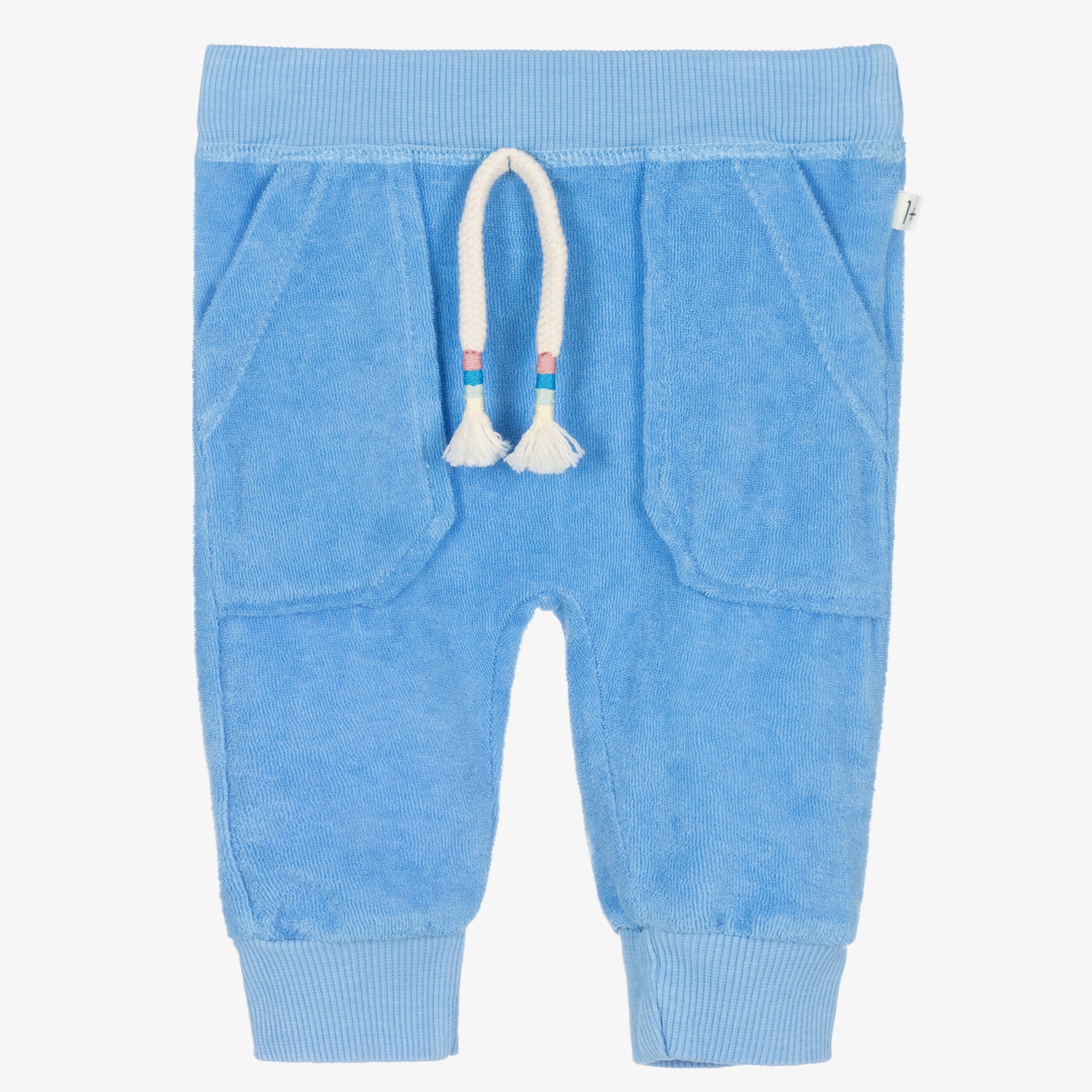 Boys Pale Blue Cotton Towelling Joggers - View 1