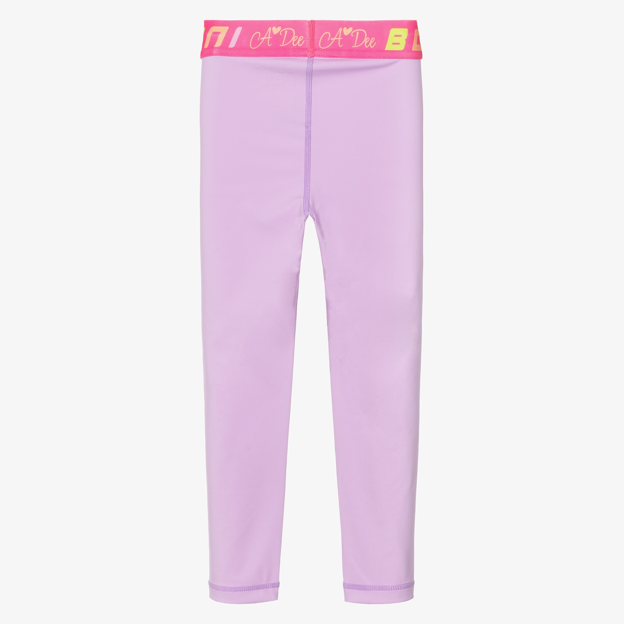 Girls Bright Pink Leggings with Branded Waistband - View 2