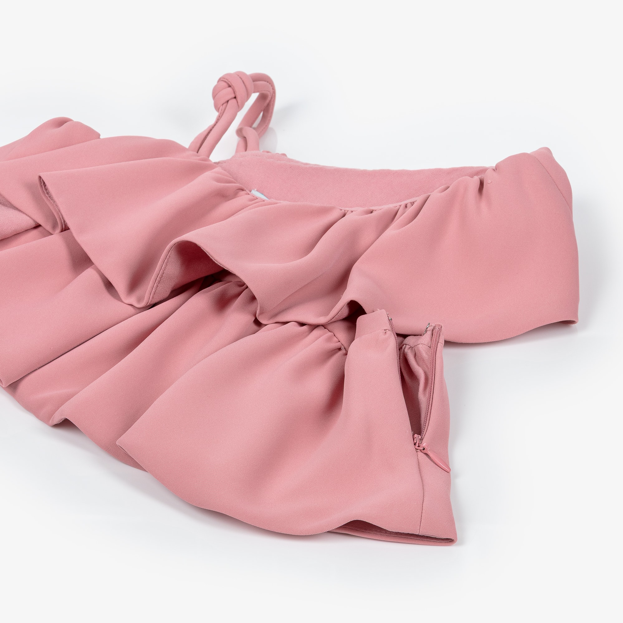 Girls Pink Crêpe Ruffle Trim Trouser Set - View 5