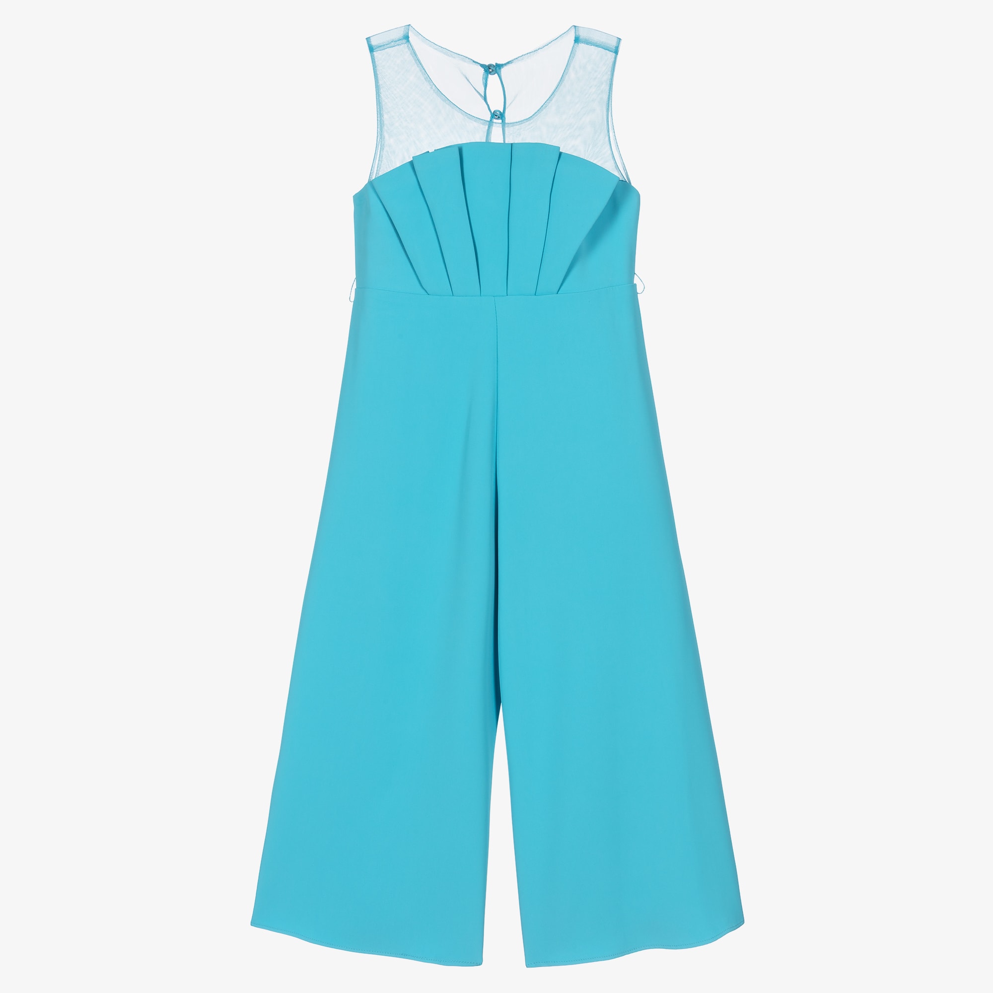 Girls Turquoise Blue Wide-Leg Jumpsuit - View 4