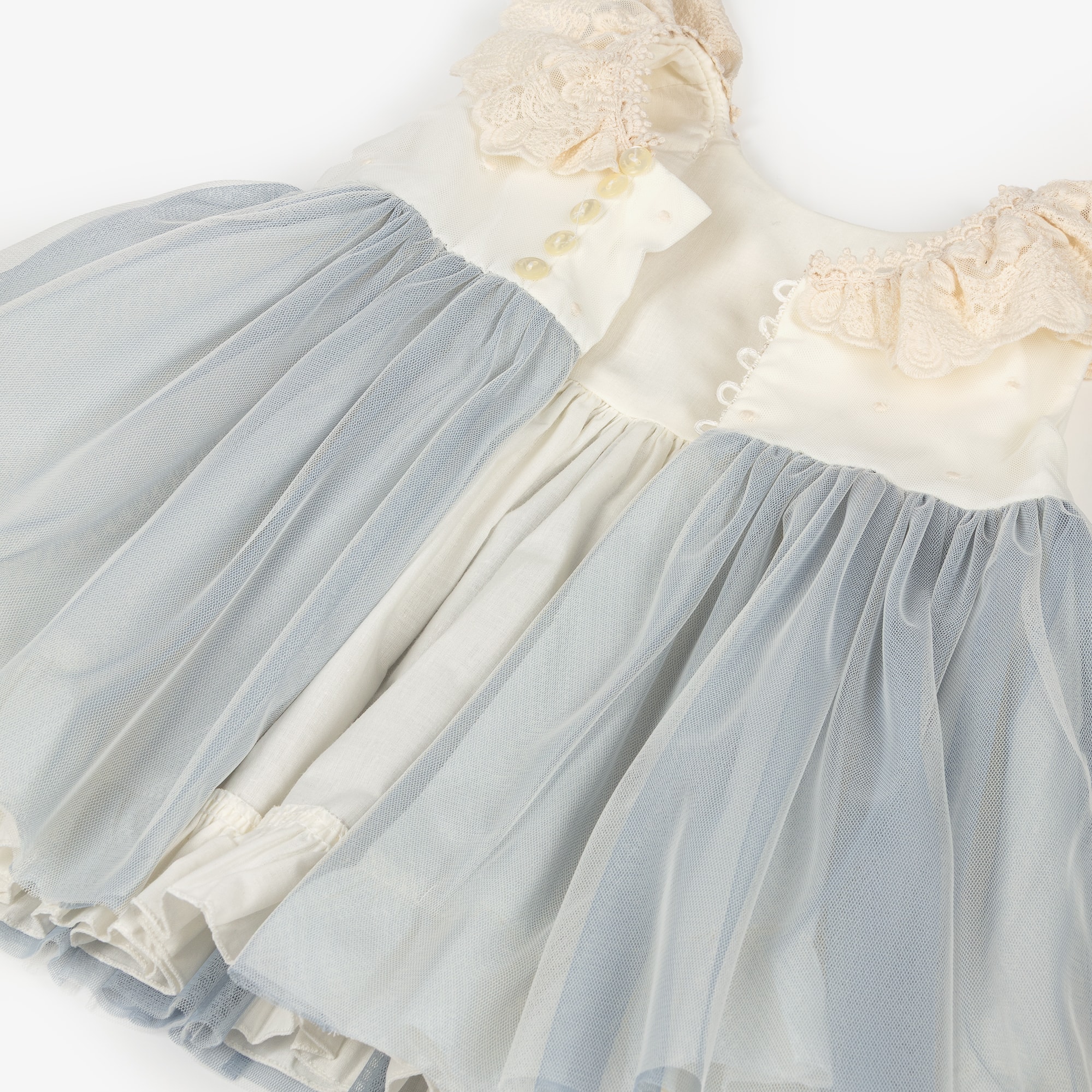 Girls Ivory & Blue Tulle Dress Set - View 5