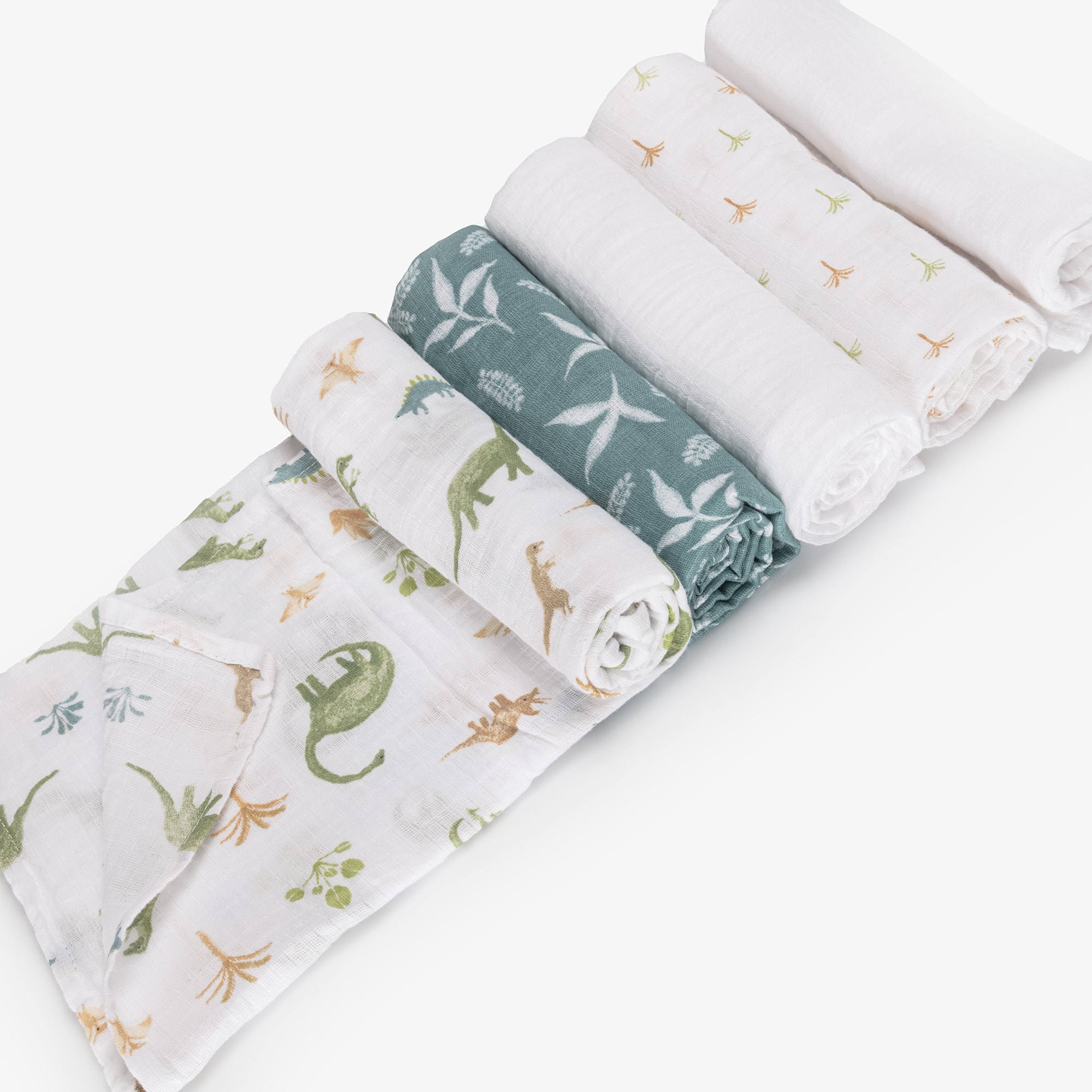 White Dinosaur Jungle Muslin Squares (5 Pack) - View 6
