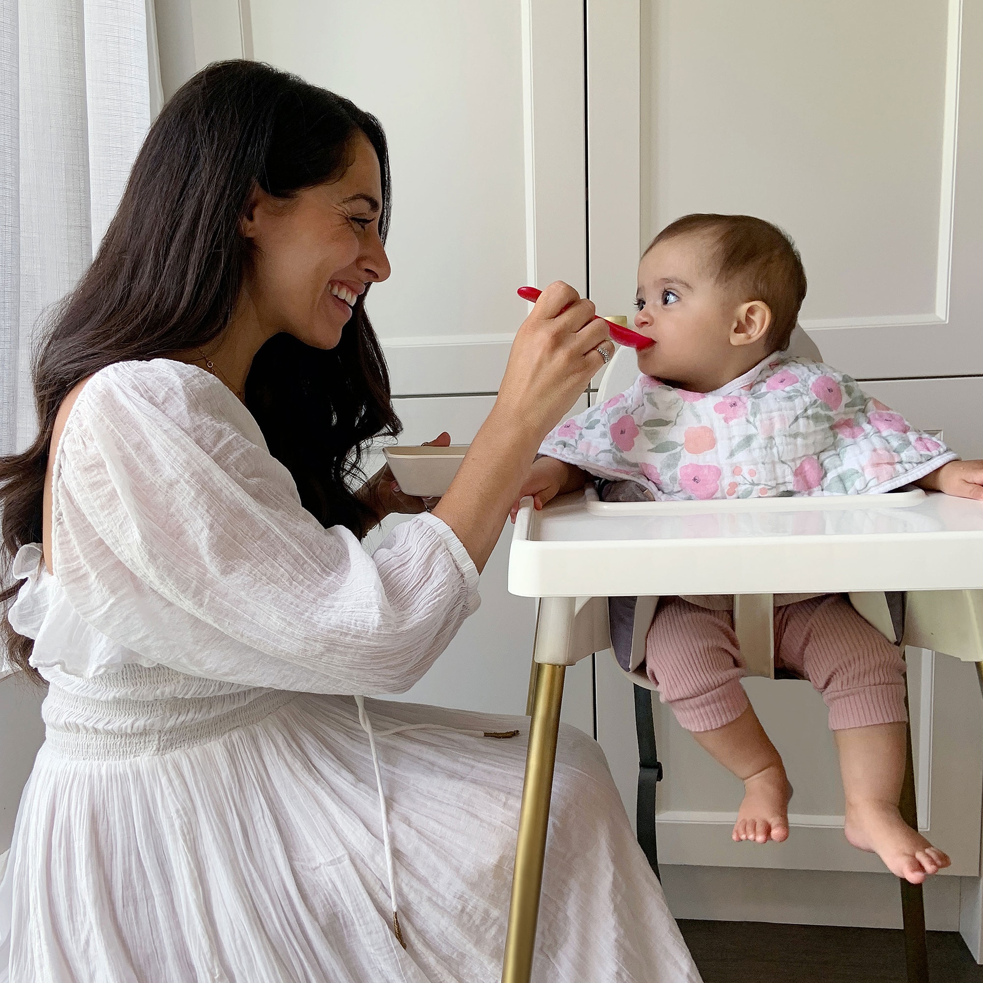 White & Pink Cotton Muslin Burpy Bibs (2 Pack) - View 2