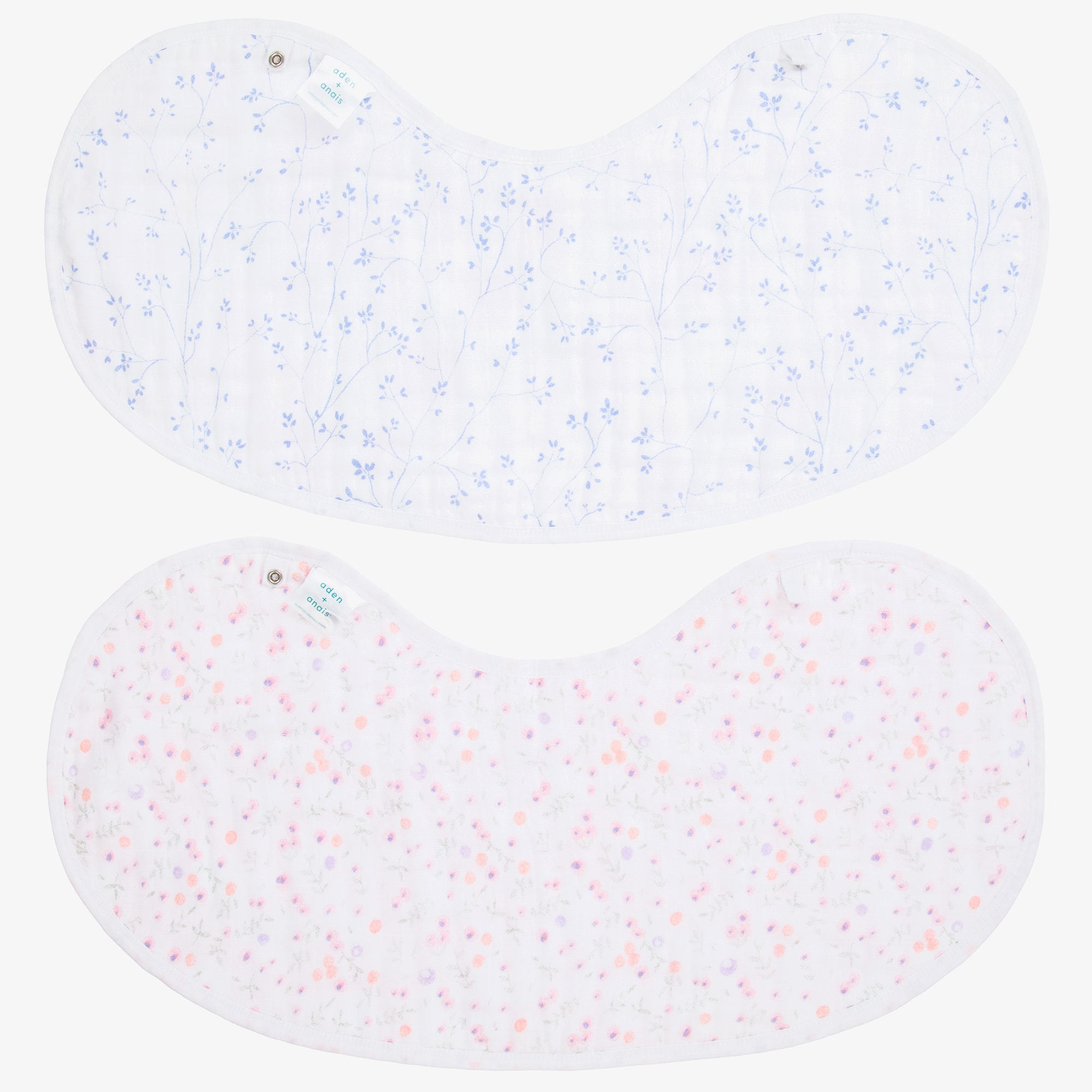 White & Pink Cotton Muslin Burpy Bibs (2 Pack) - View 5