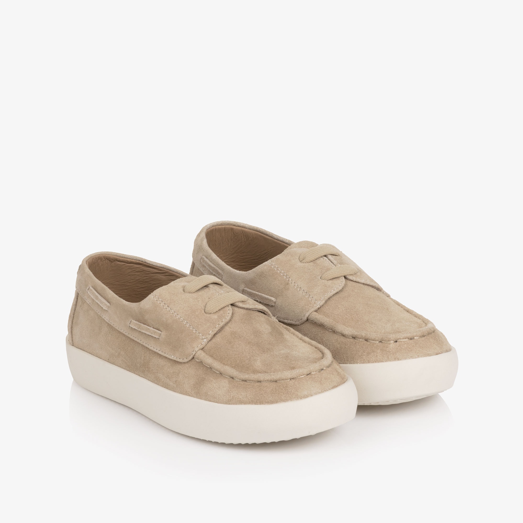 Boys Beige Suede Leather Shoes - View 1