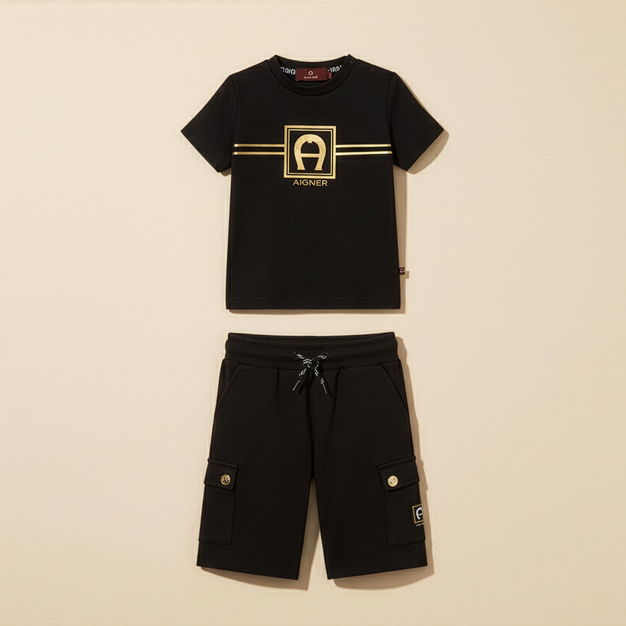 Baby Boys Orange Cotton Jersey Cargo Shorts - View 5