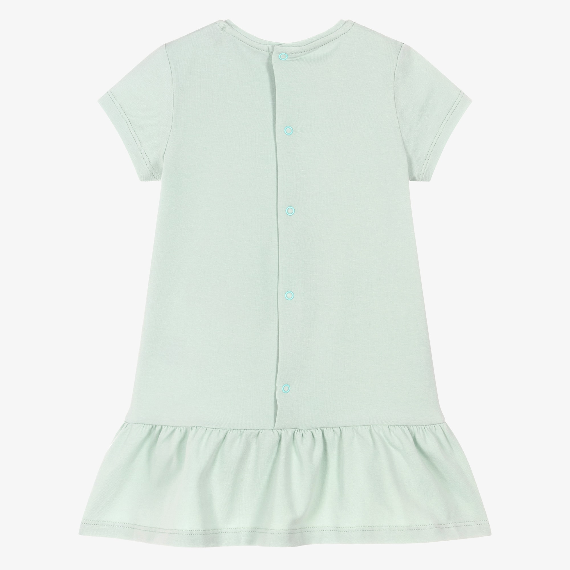 Baby Girls Pastel Yellow Cotton Dress with Handbag Print - View 2