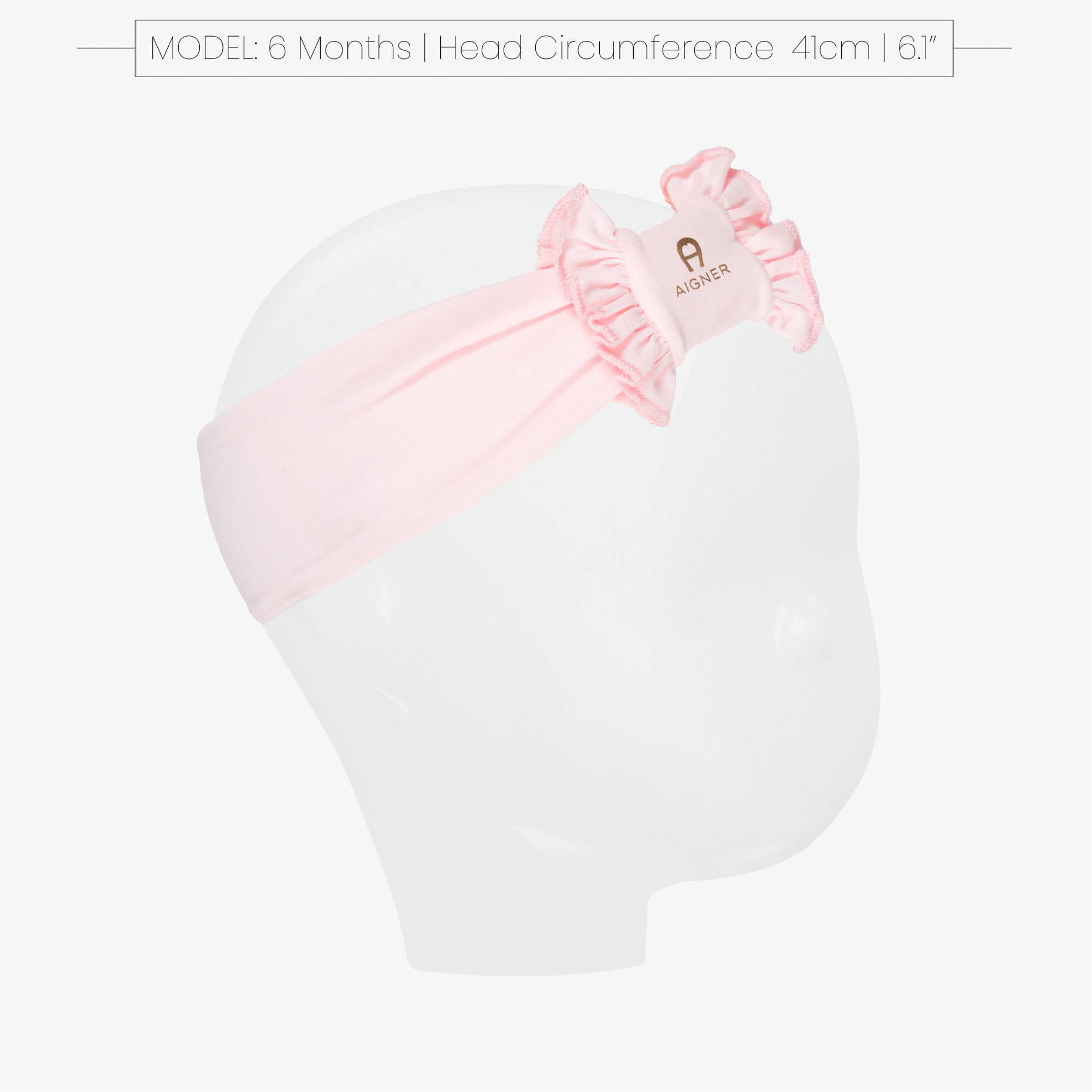 Baby Girls Pink Bow Headband with Gold Logo Print - View 2