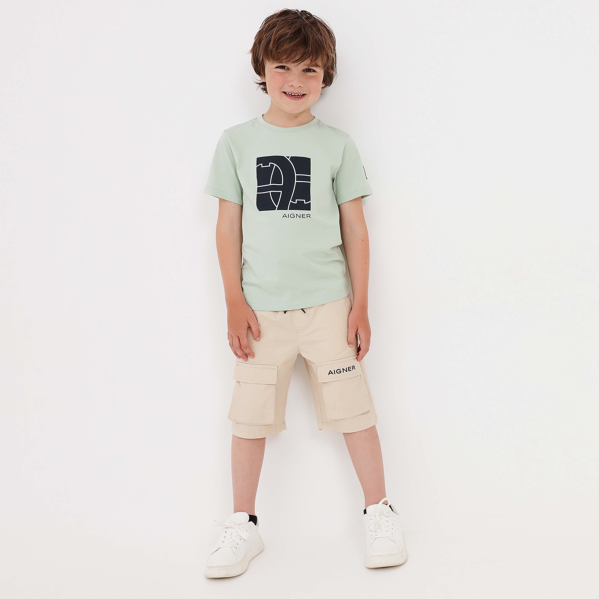 Boys Beige Cotton Poplin Drawstring Shorts - View 2