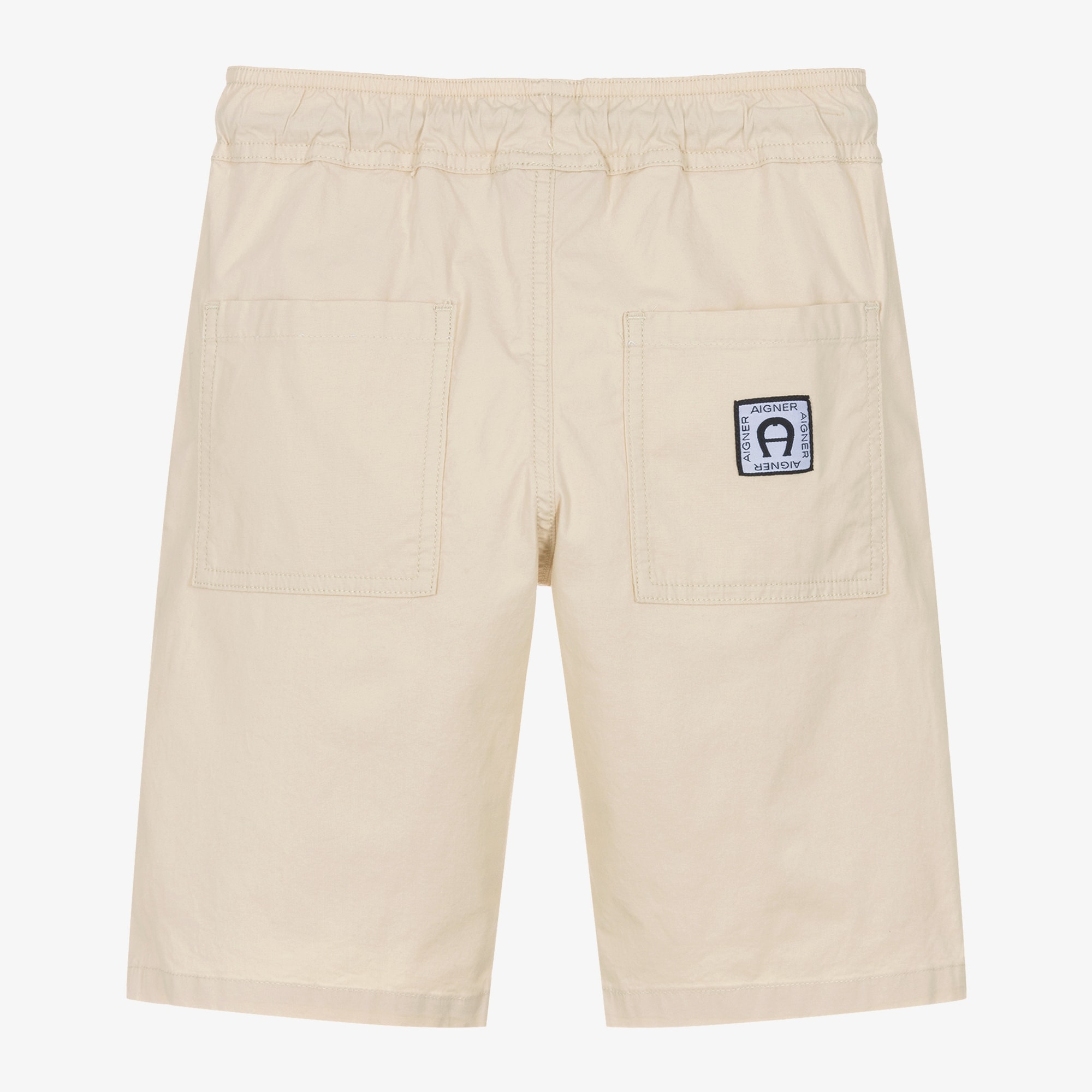 Boys Beige Cotton Poplin Drawstring Shorts - View 3