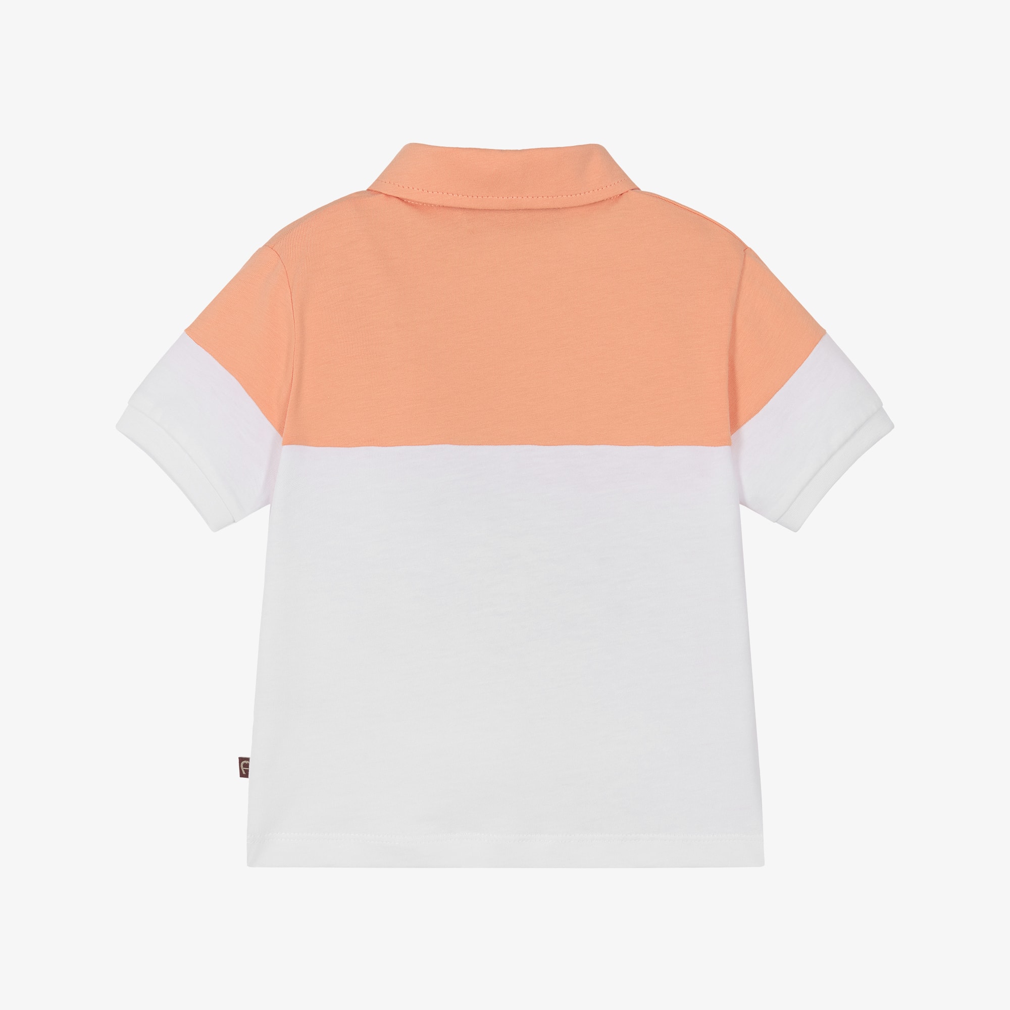 Boys Orange & White Cotton Jersey Polo Shirt - View 2
