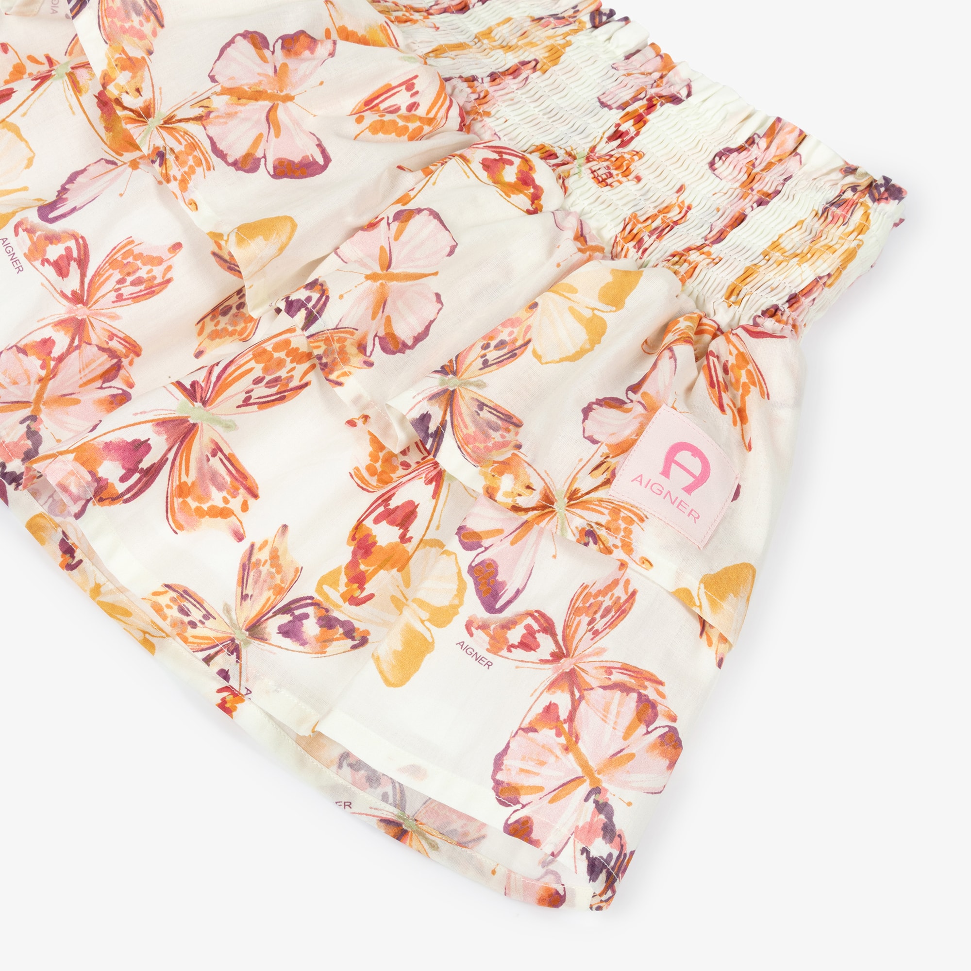 Girls Ivory & Pink Butterfly Print Cotton Skirt - View 4