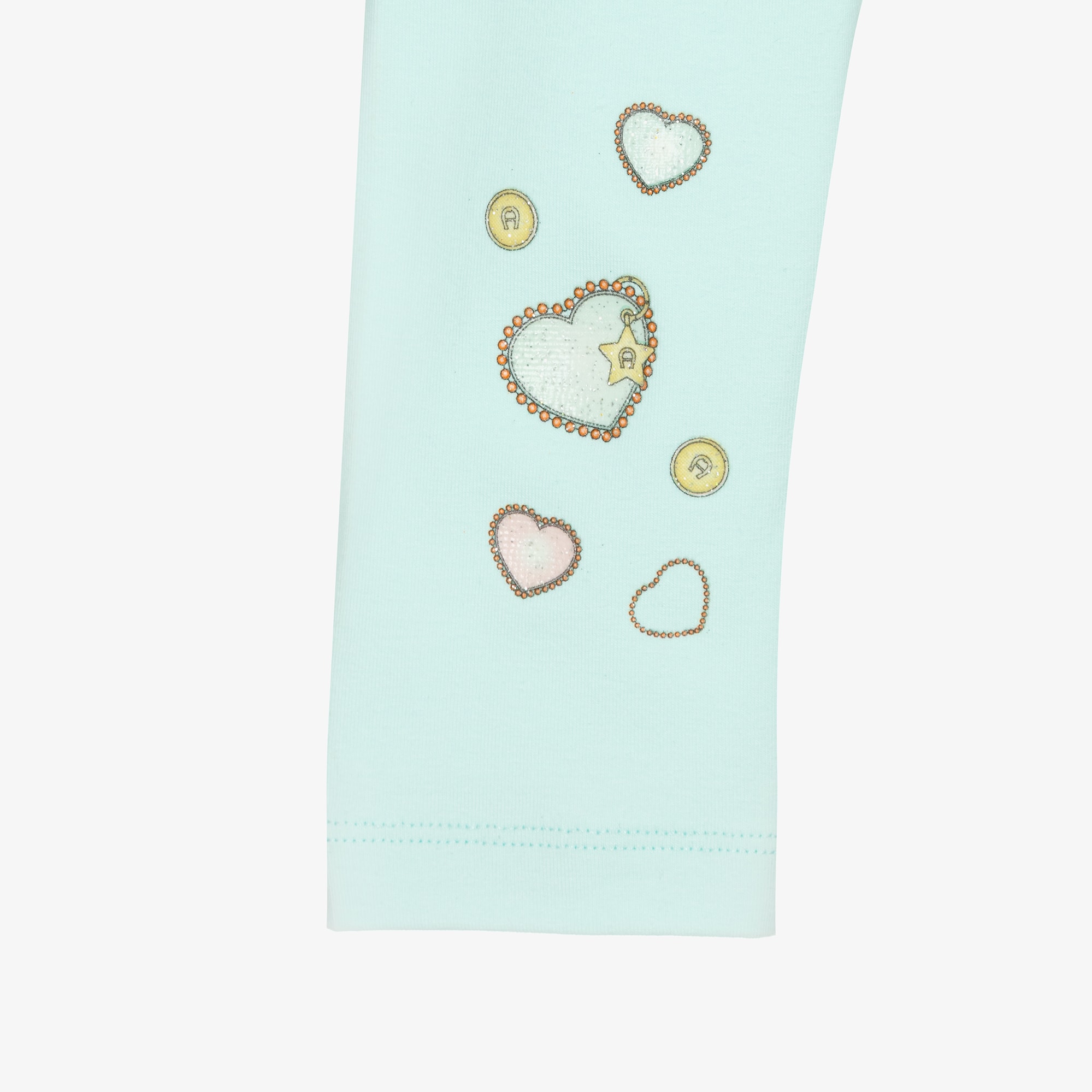 Girls Pale Aqua Blue Cotton Leggings - View 3