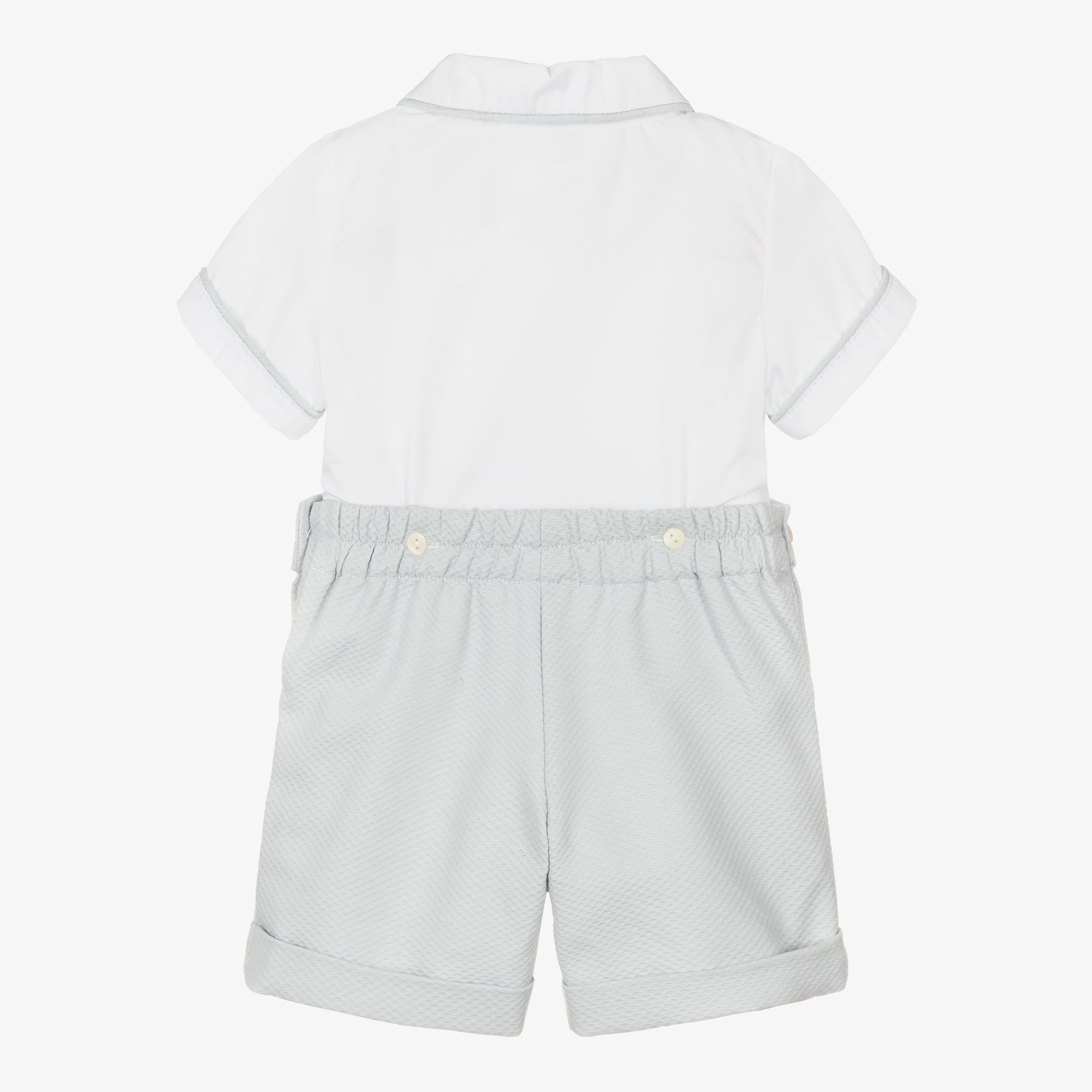 Boys Grey & White Cotton Buster Suit - View 3