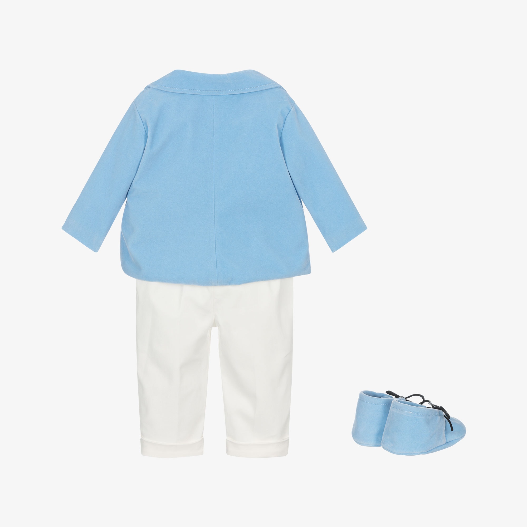 Baby Boys Royal Blue Velvet & Ivory 5 Piece Suit - View 3