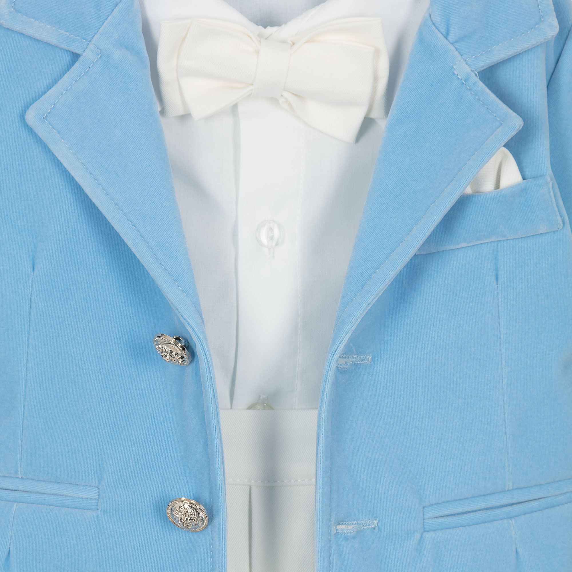 Baby Boys Royal Blue Velvet & Ivory 5 Piece Suit - View 5