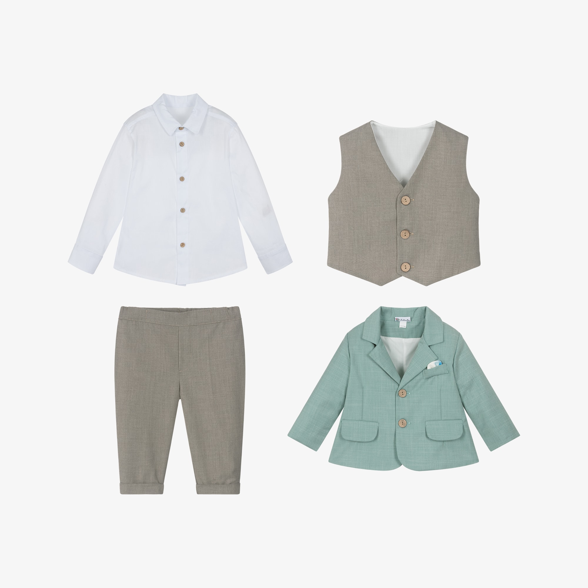Boys Aqua Green & Grey Suit - View 3