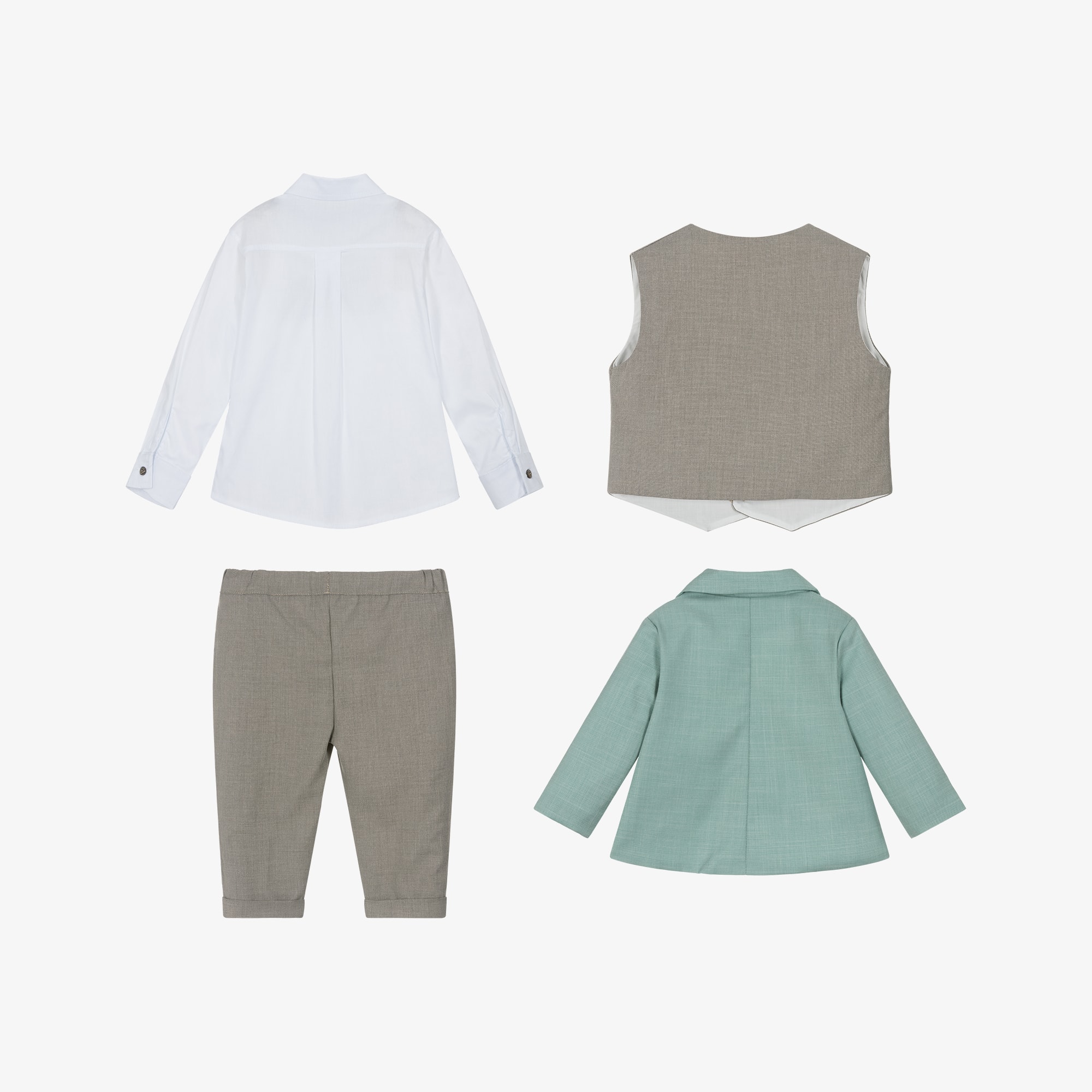 Boys Aqua Green & Grey Suit - View 4