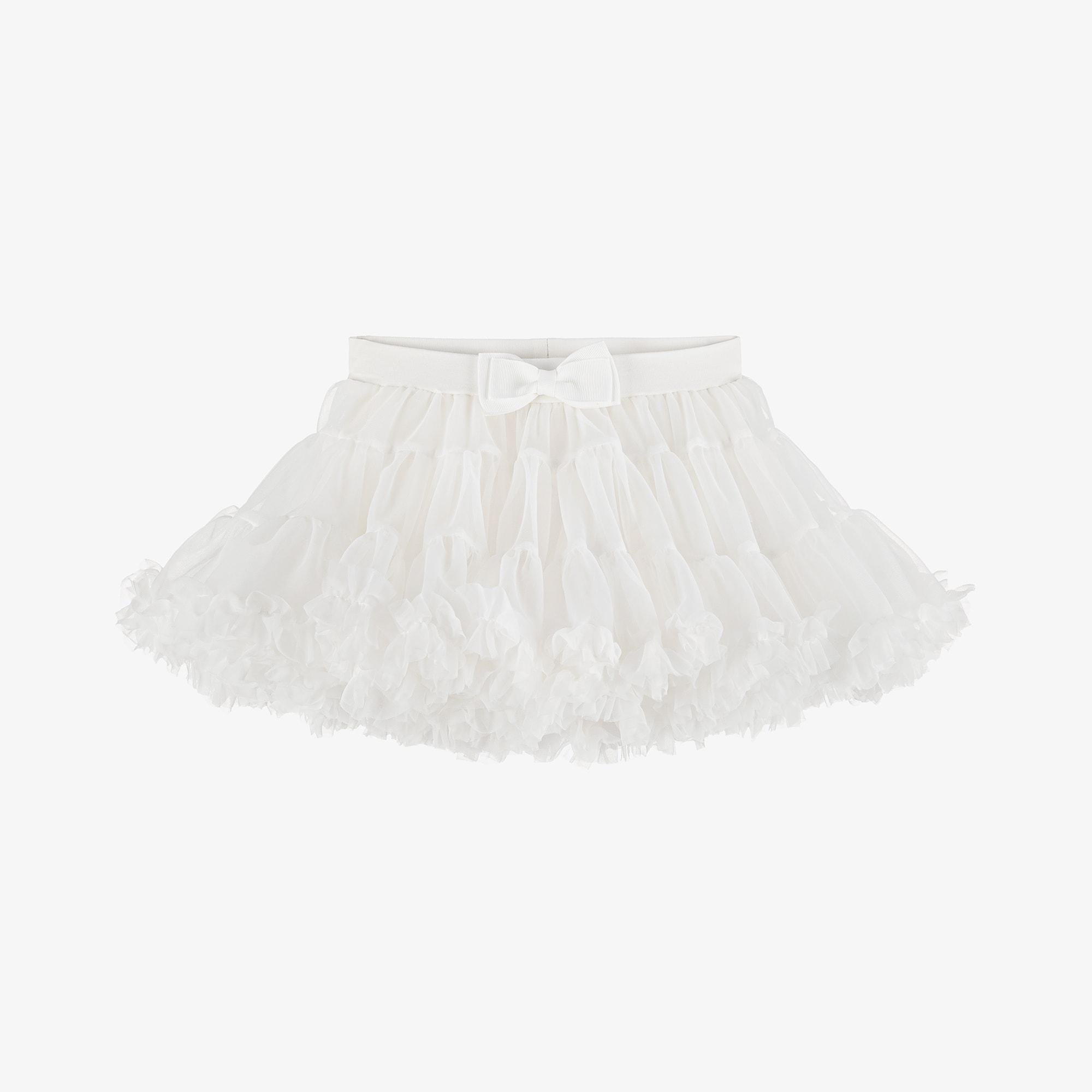 Baby Girls White Tulle Tutu Skirt with Logo Bow - View 1