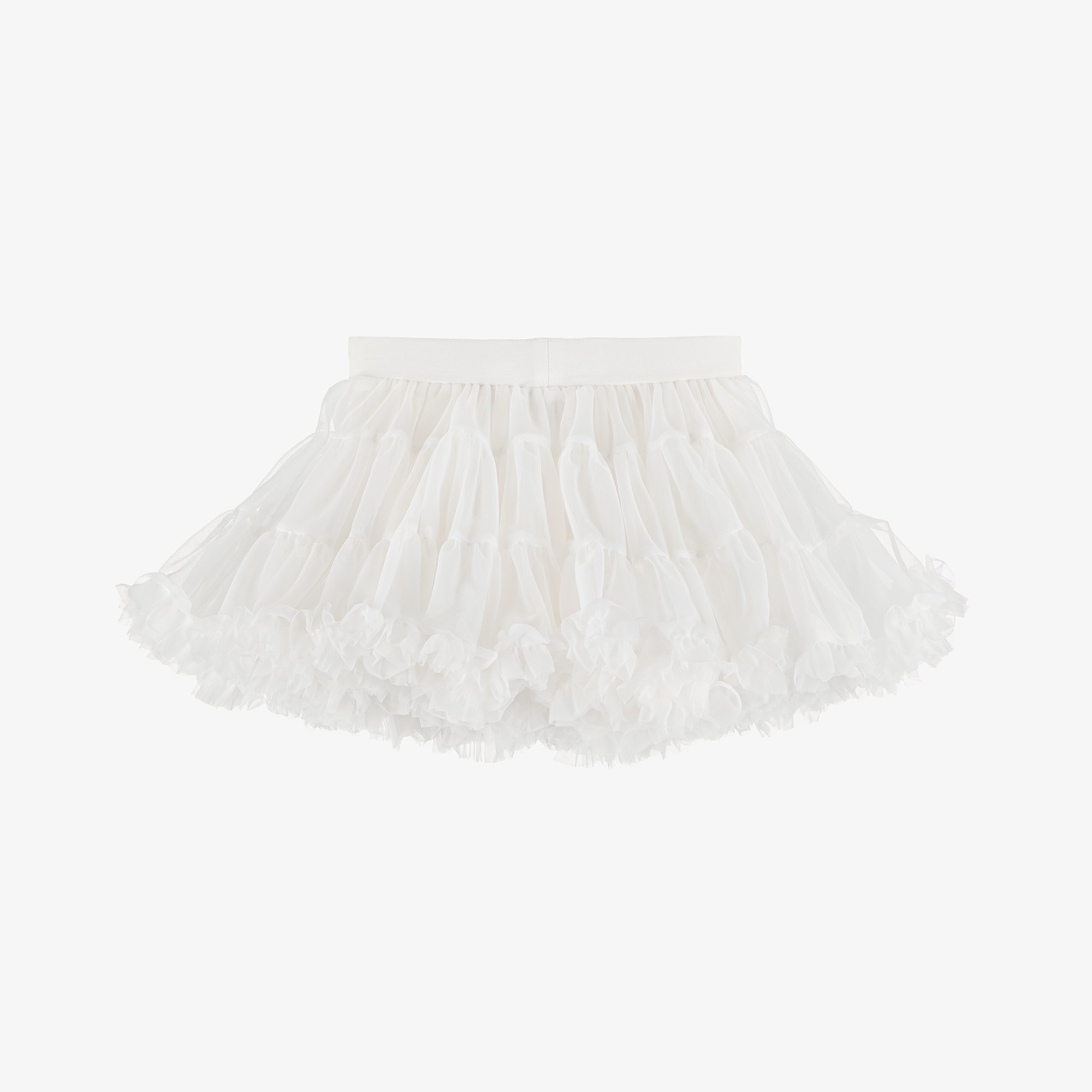 Baby Girls White Tulle Tutu Skirt with Logo Bow - View 3