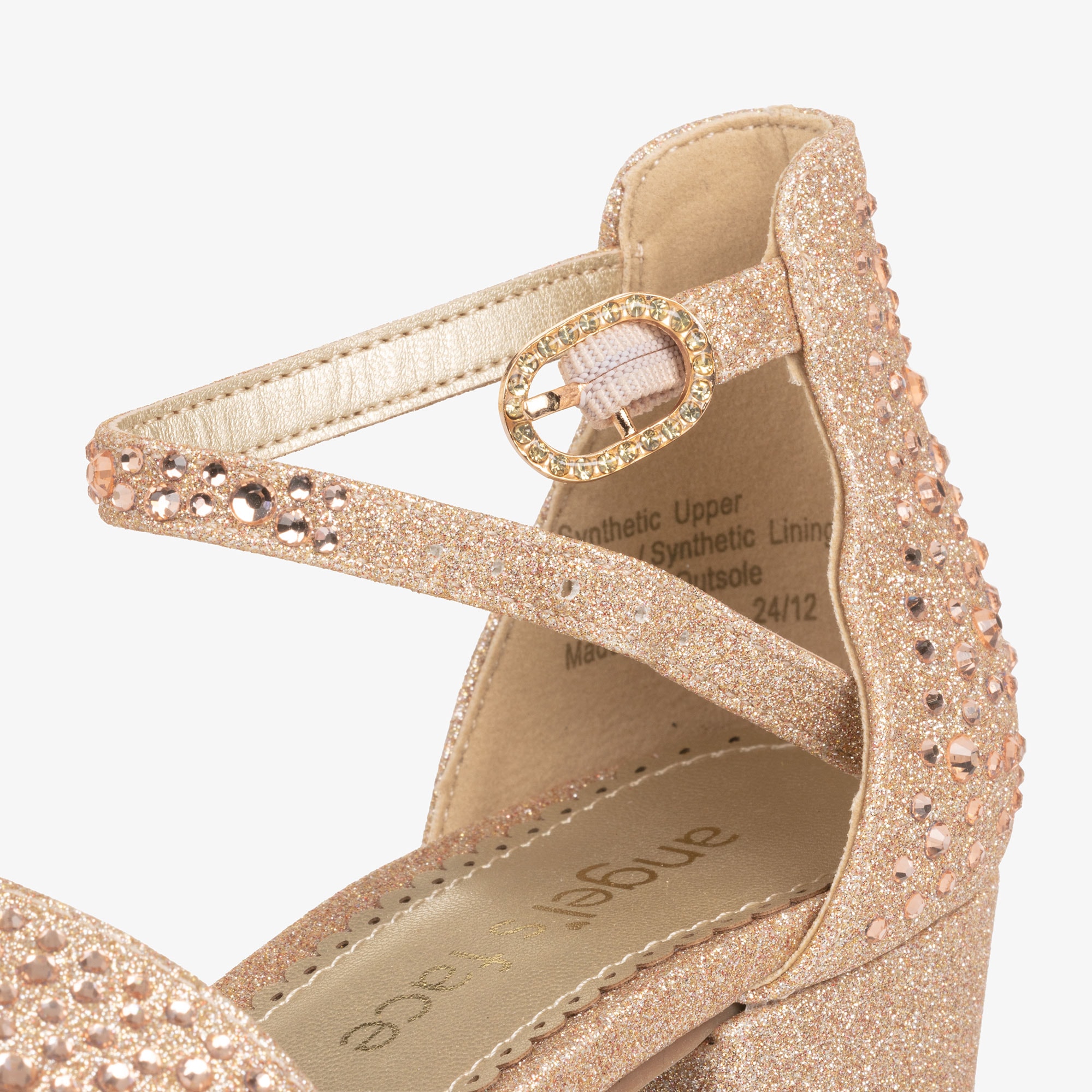 Girls Gold Glitter & Diamanté Sandals - View 6