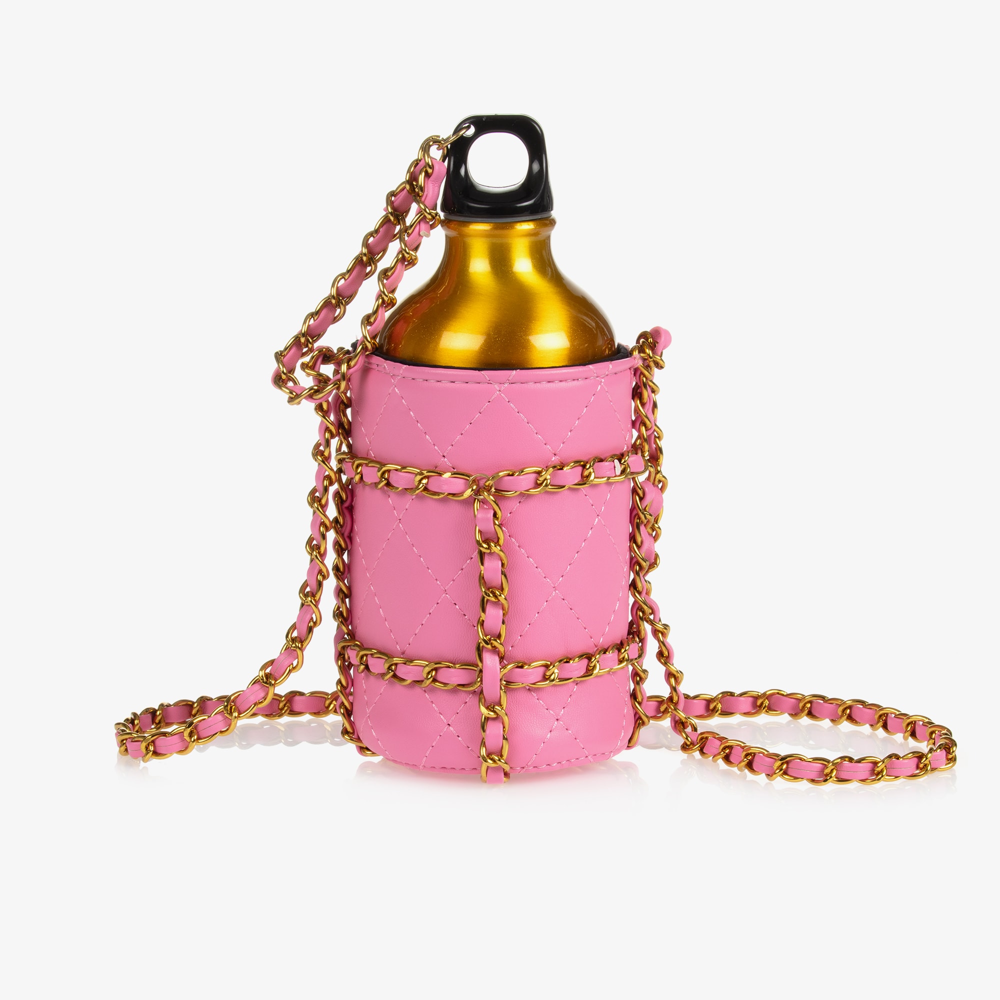 Girls Gold & Pink Water Bottle - View 1