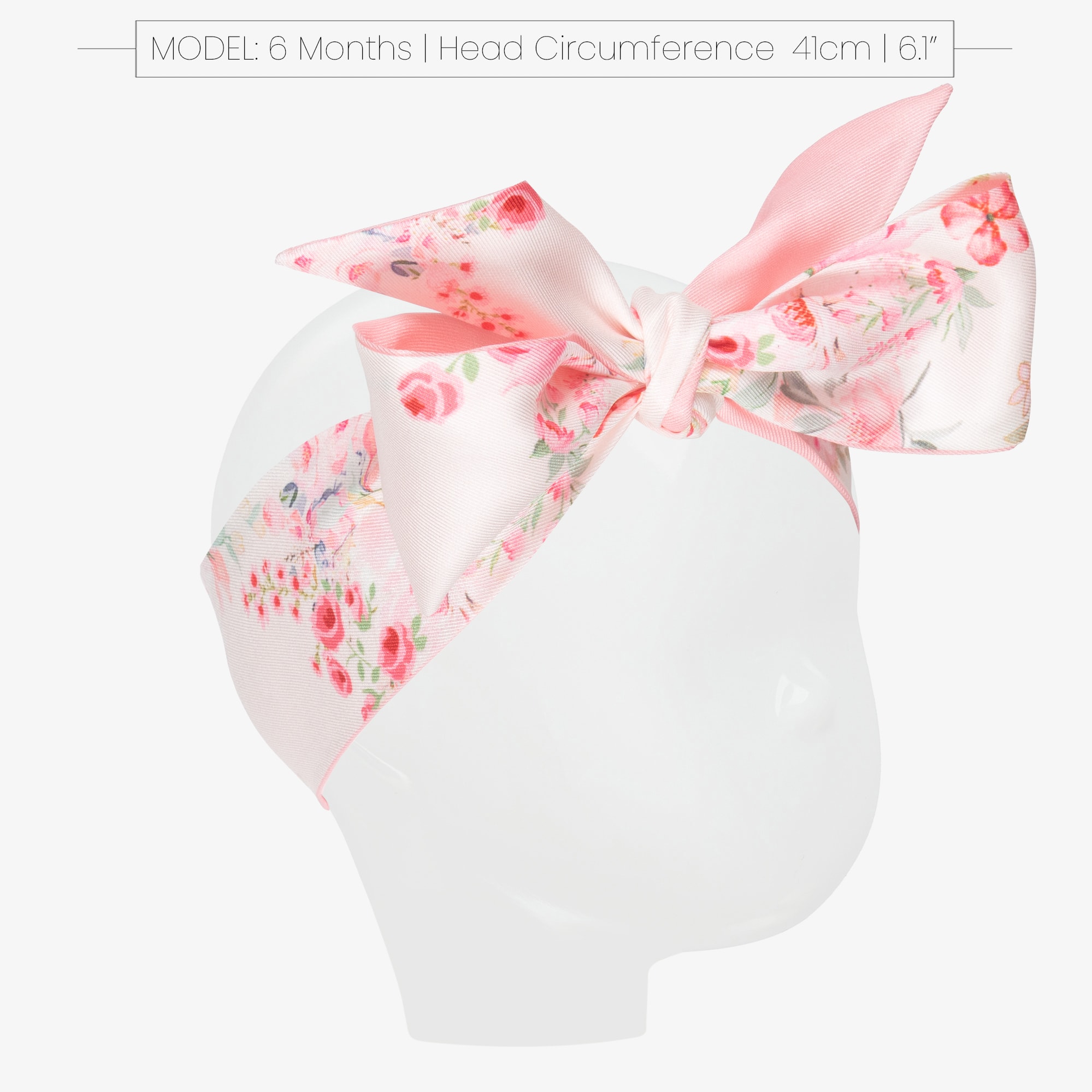 Girls Pale Pink Floral Print Headband - View 2