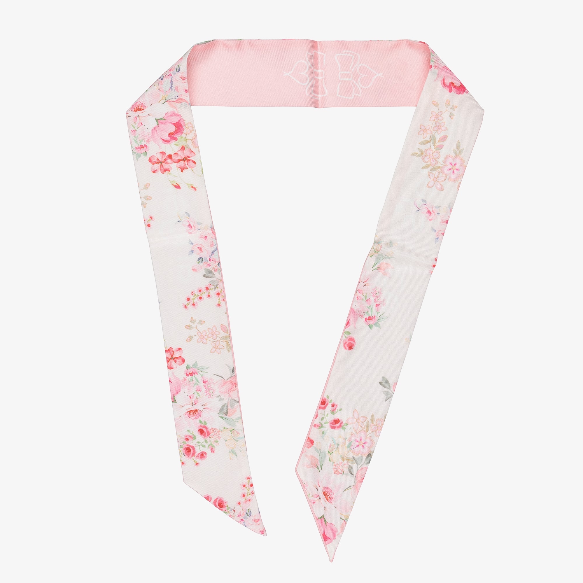 Girls Pale Pink Floral Print Headband - View 4