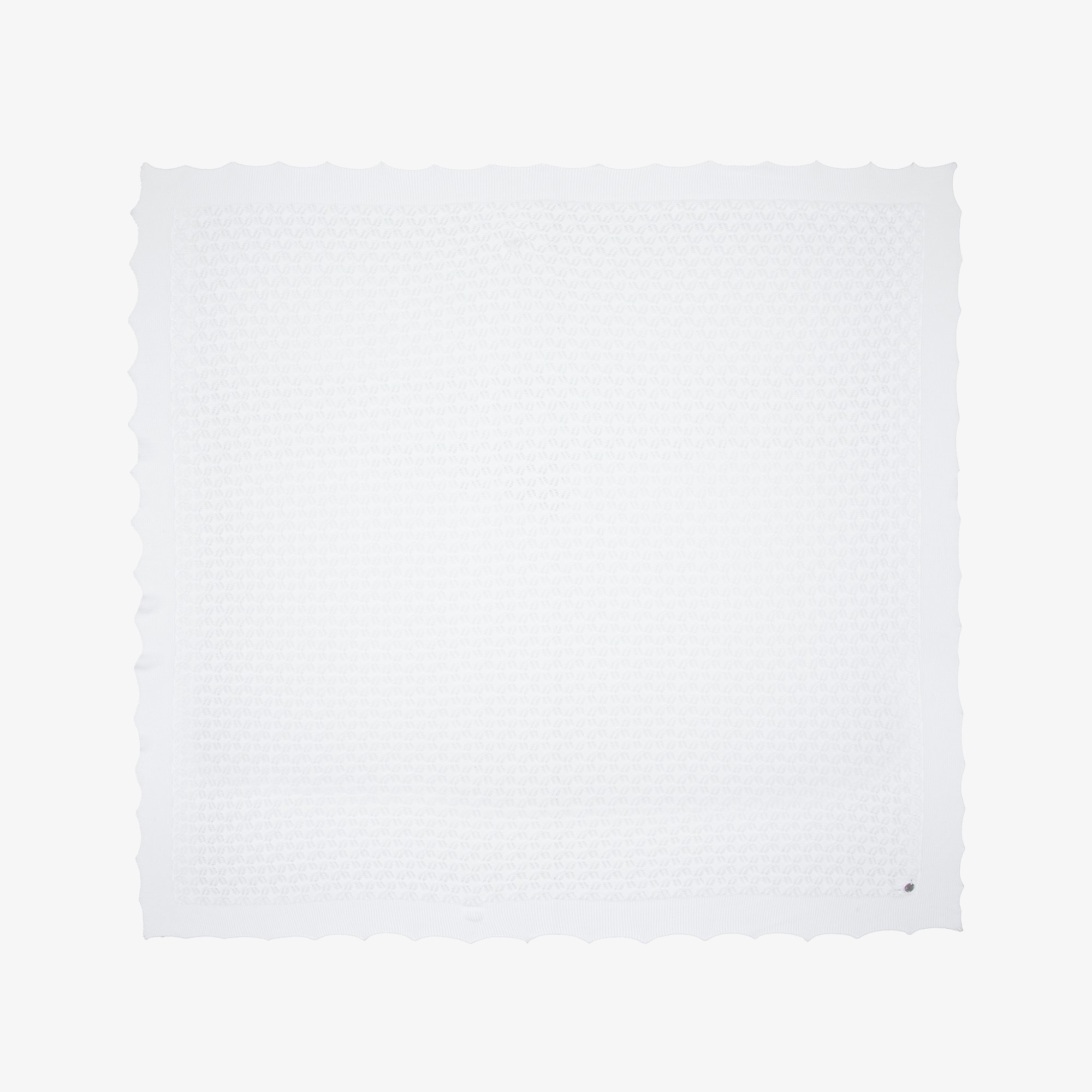 White Knitted Open Work Shawl (128cm) - View 2