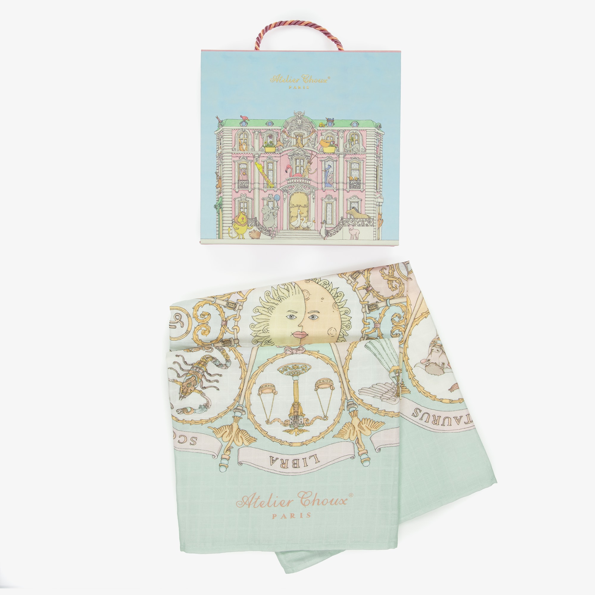 Aqua Blue Organic Cotton Zodiac Swaddle (100cm) - View 2