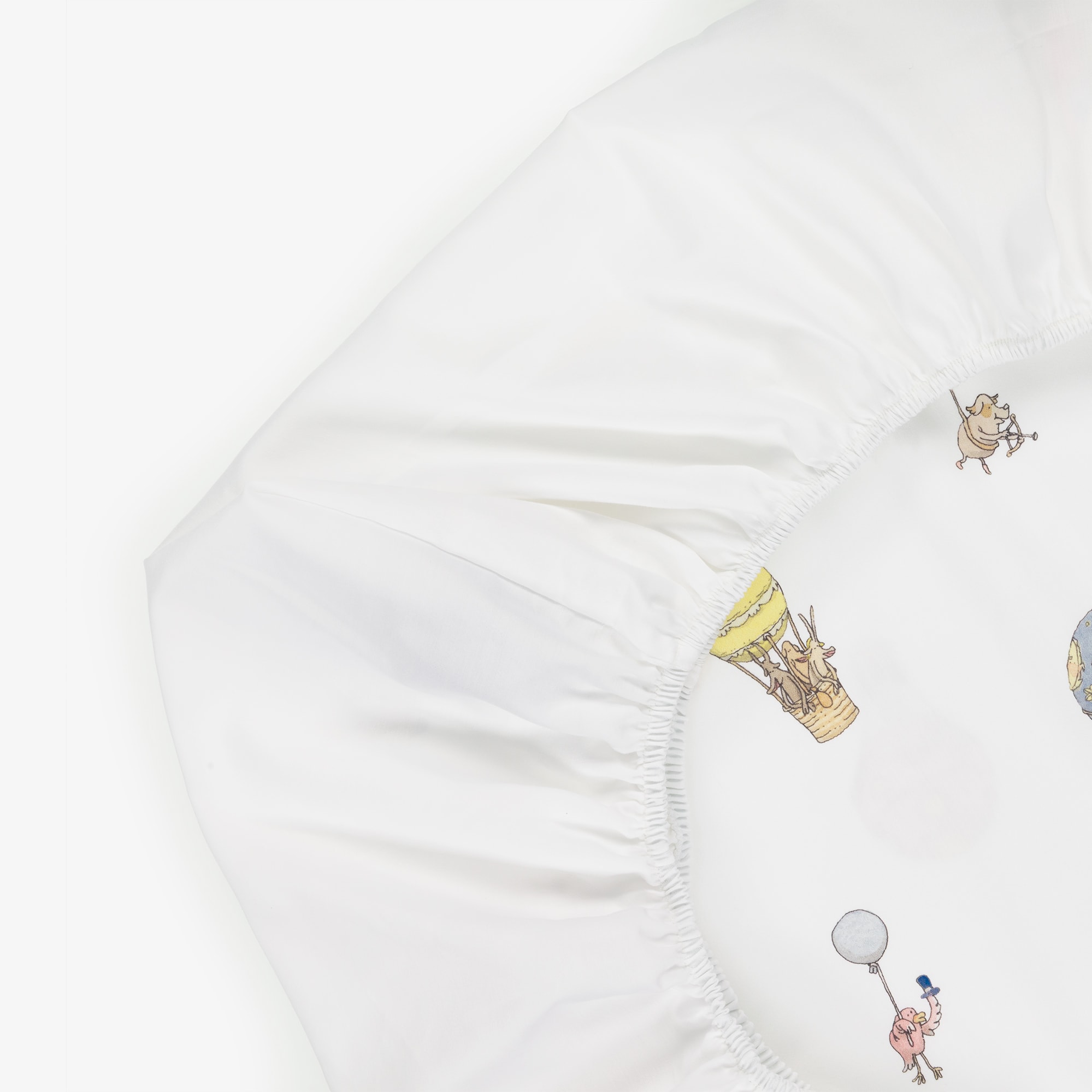 Ivory Cotton Sateen Fitted Crib Sheet with Pink Carousel (140cm) - View 4