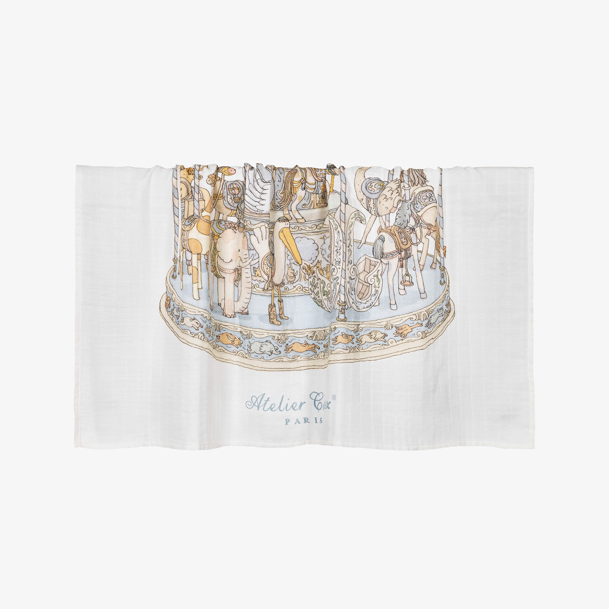 White & Blue Carousel Swaddle (97cm) - View 4