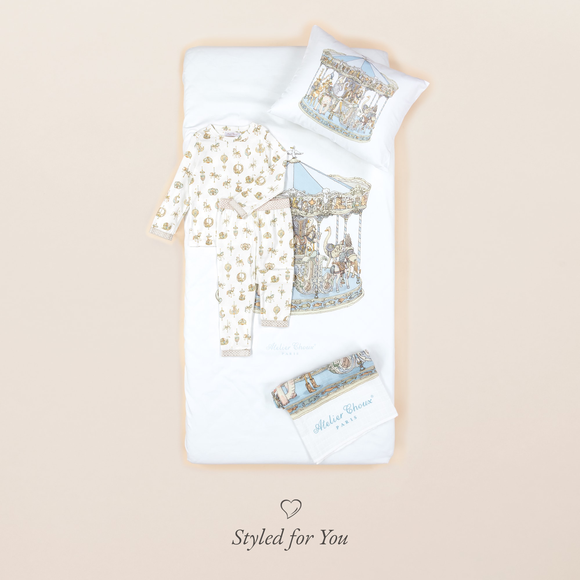 White & Blue Carousel Swaddle (97cm) - View 6