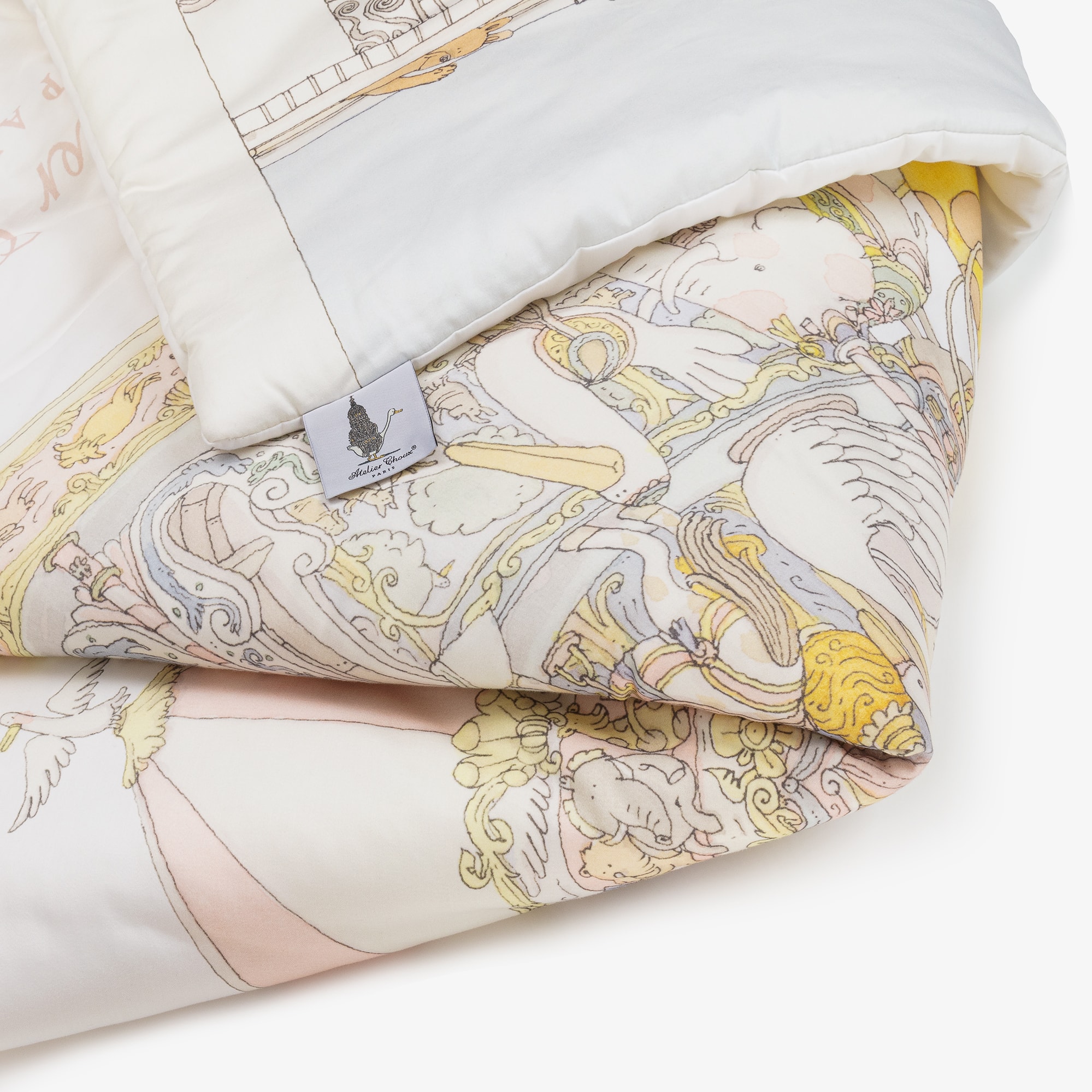 White & Blue Organic Cotton Reversible Duvet (132cm) - View 5