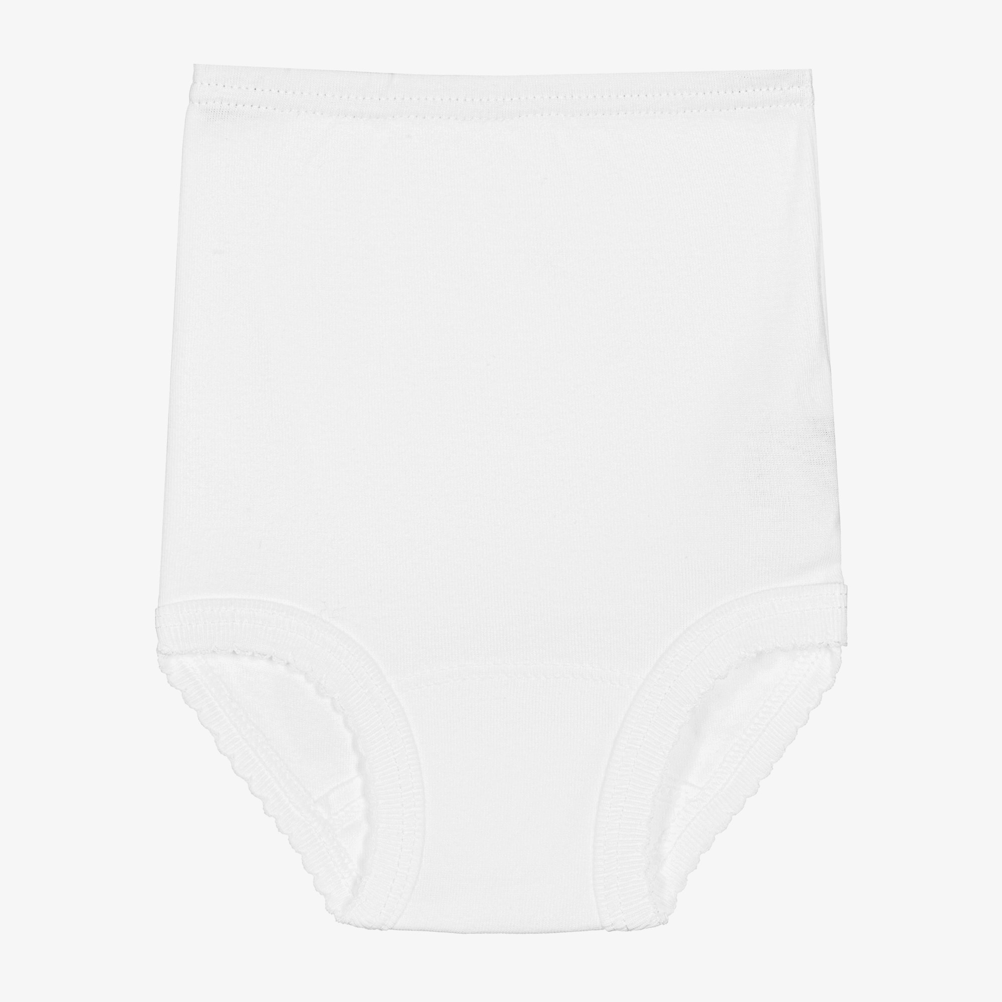 Girls White Cotton Frilly Pants - View 1