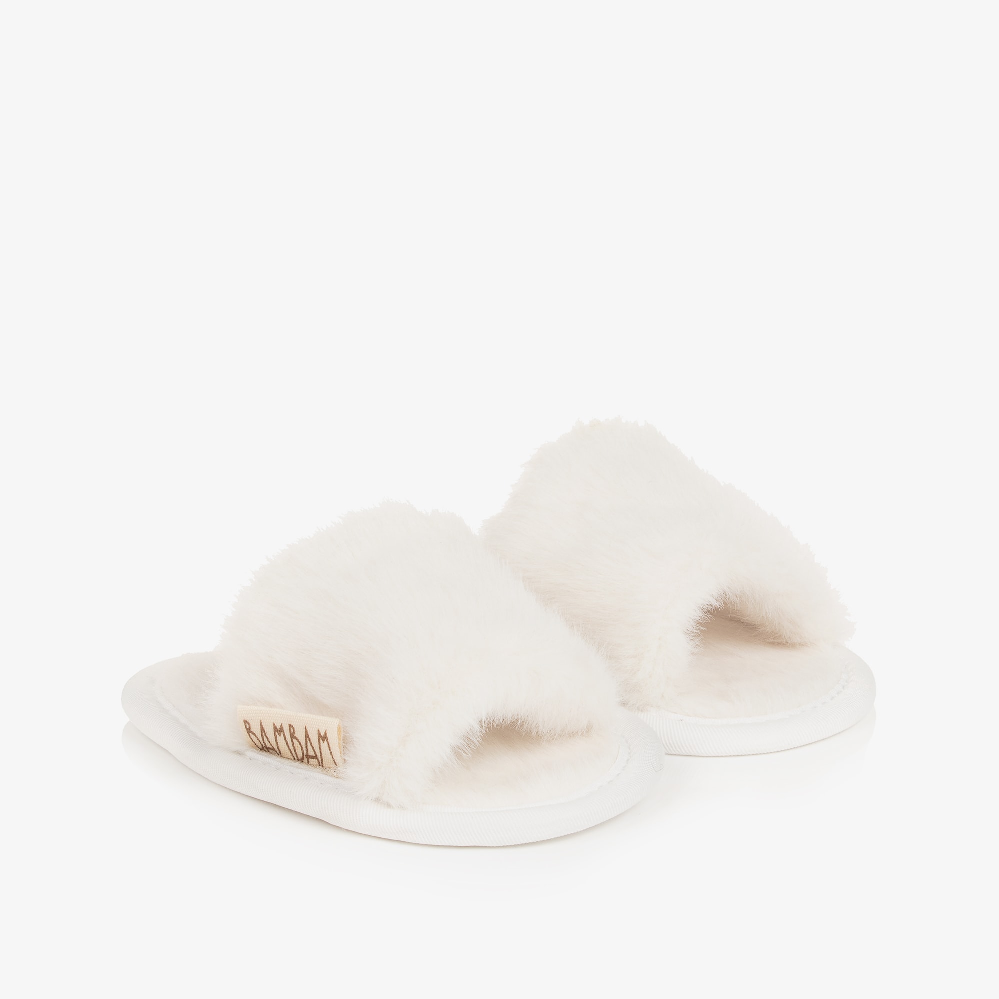 Ivory Faux Fur Keepsake Slippers - View 1