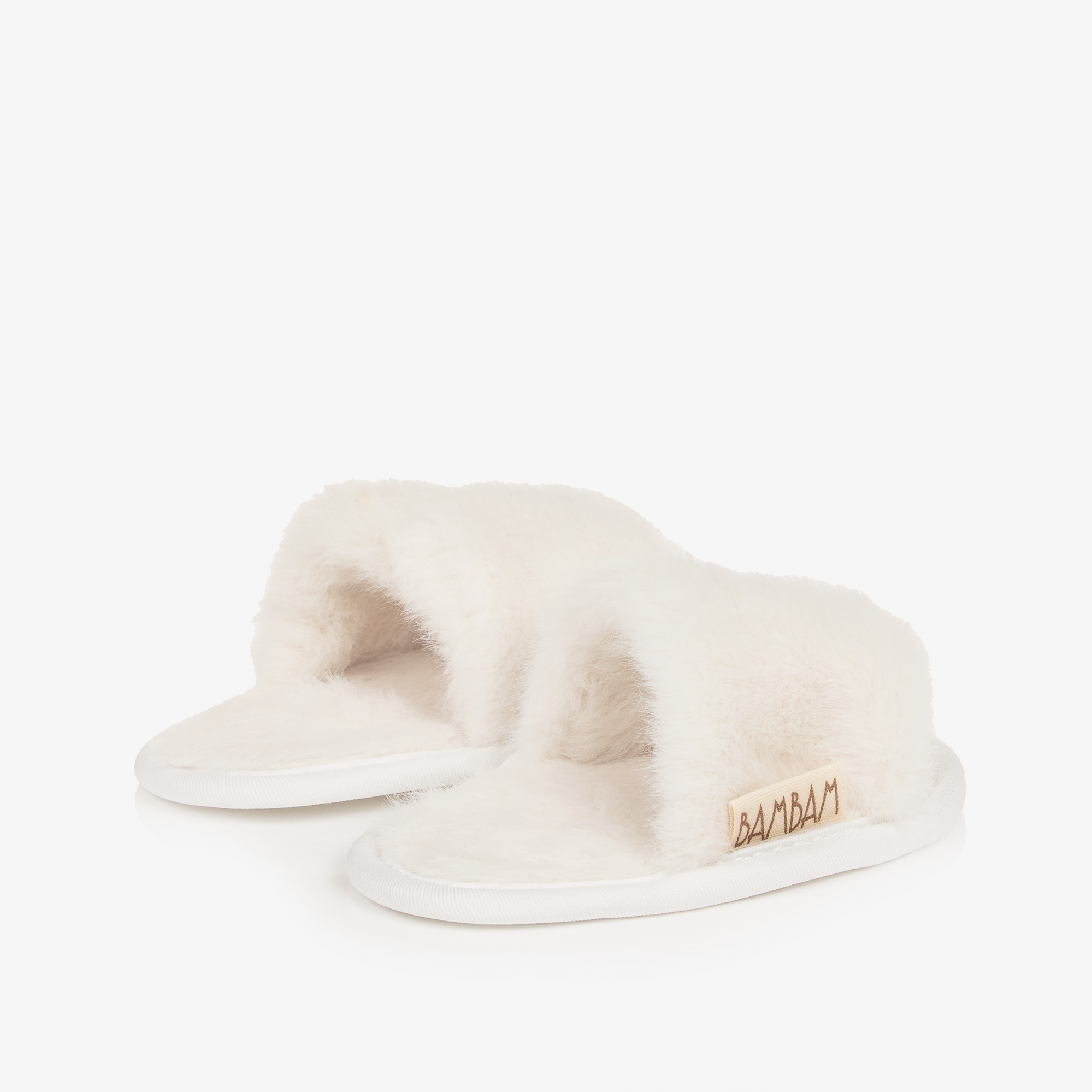 Ivory Faux Fur Keepsake Slippers - View 2