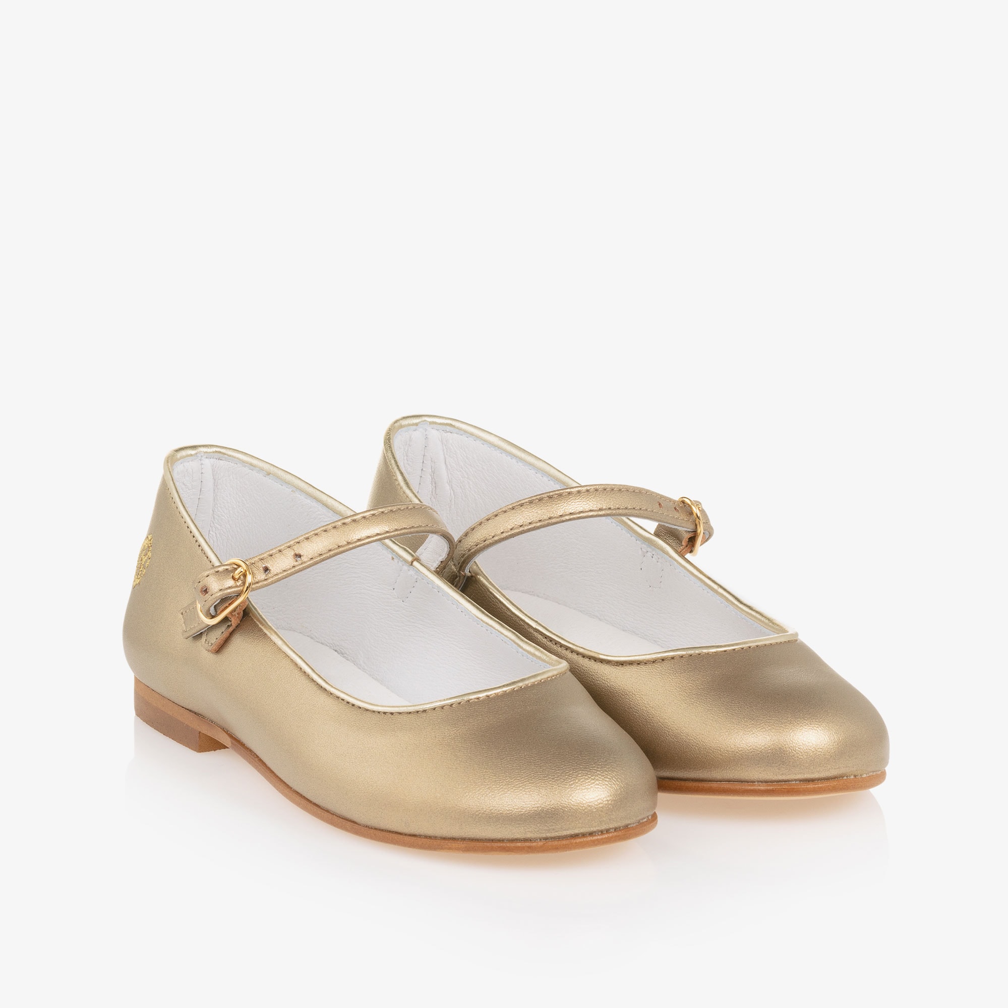 Girls Gold Mary Jane Shoes - View 1