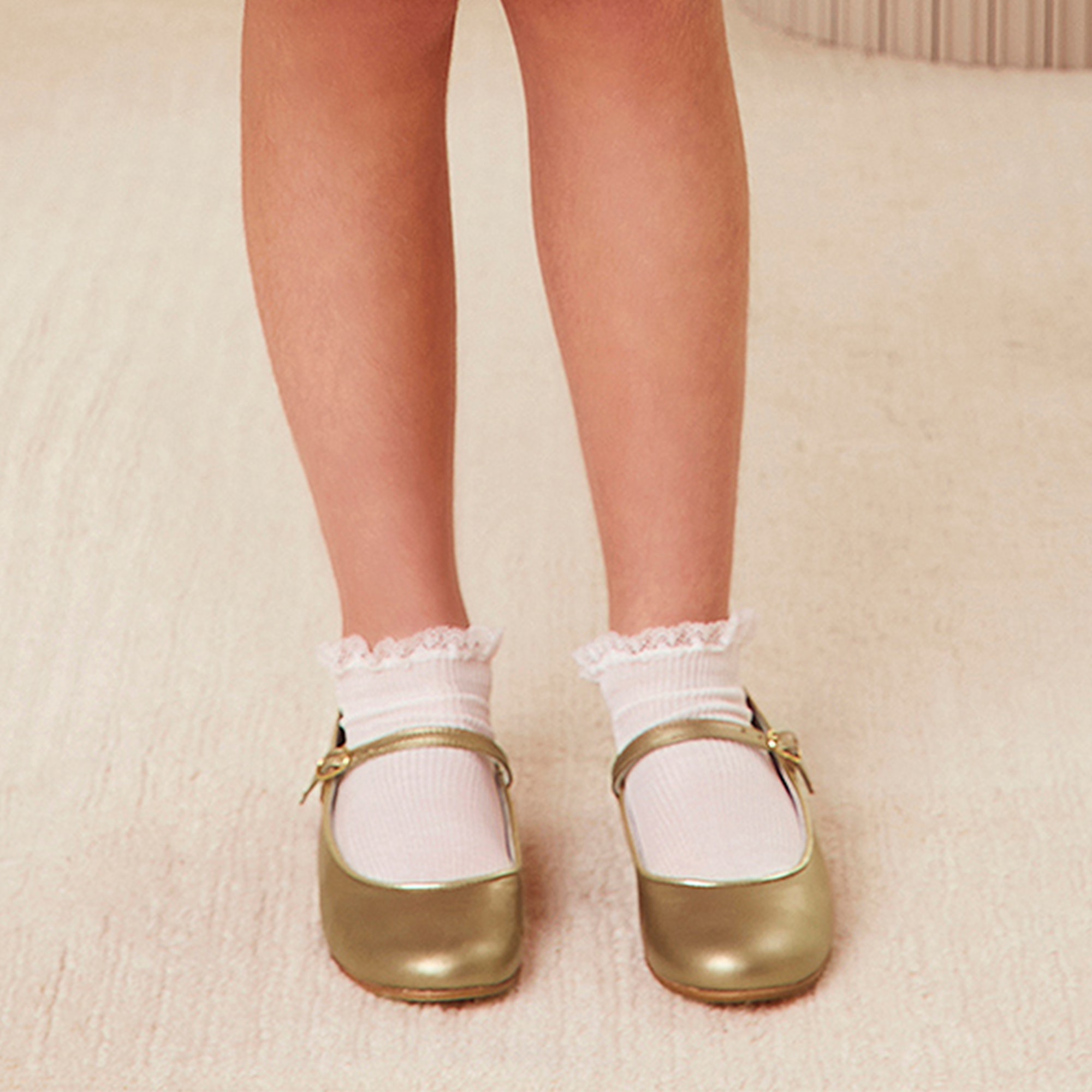 Girls Gold Mary Jane Shoes - View 2