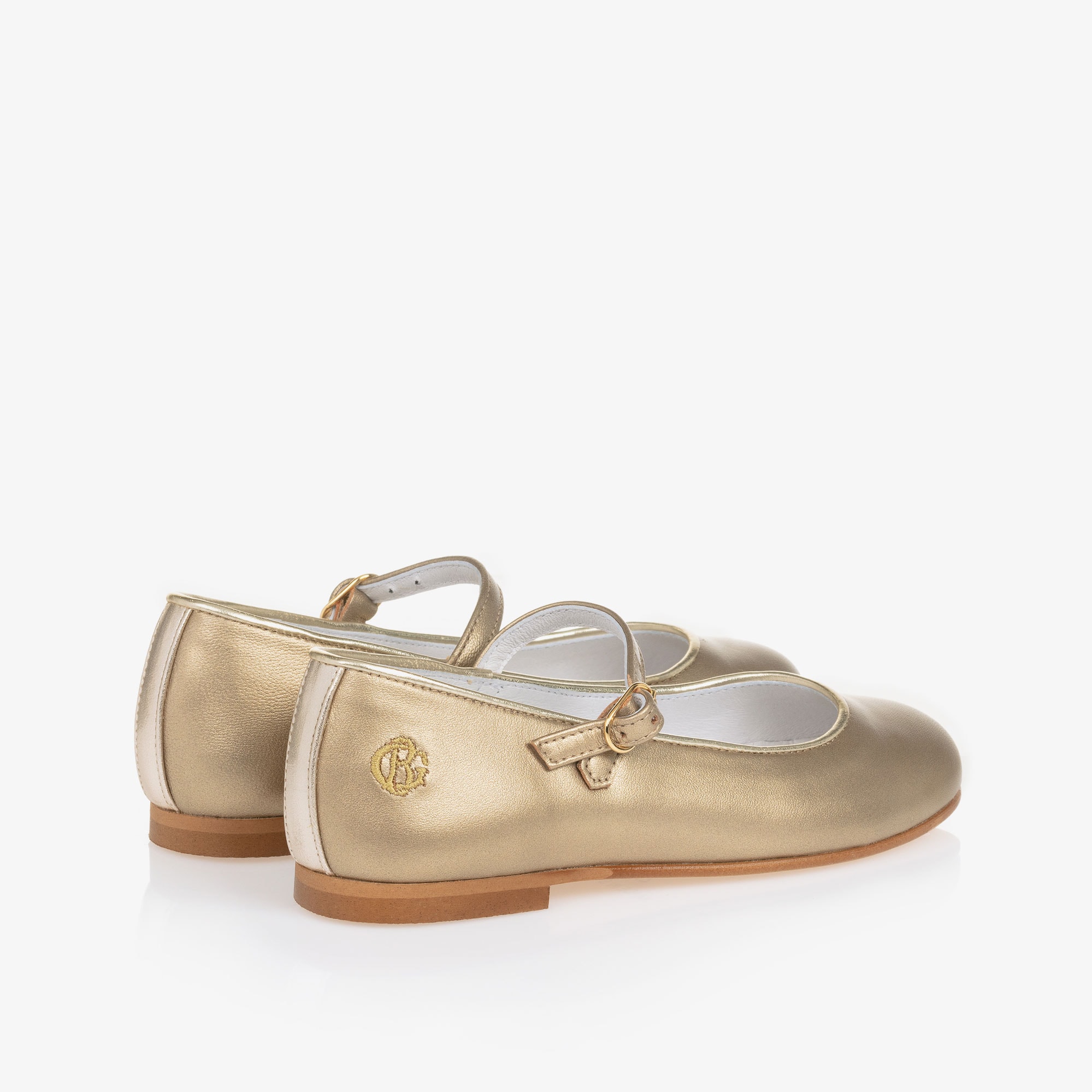 Girls Gold Mary Jane Shoes - View 3