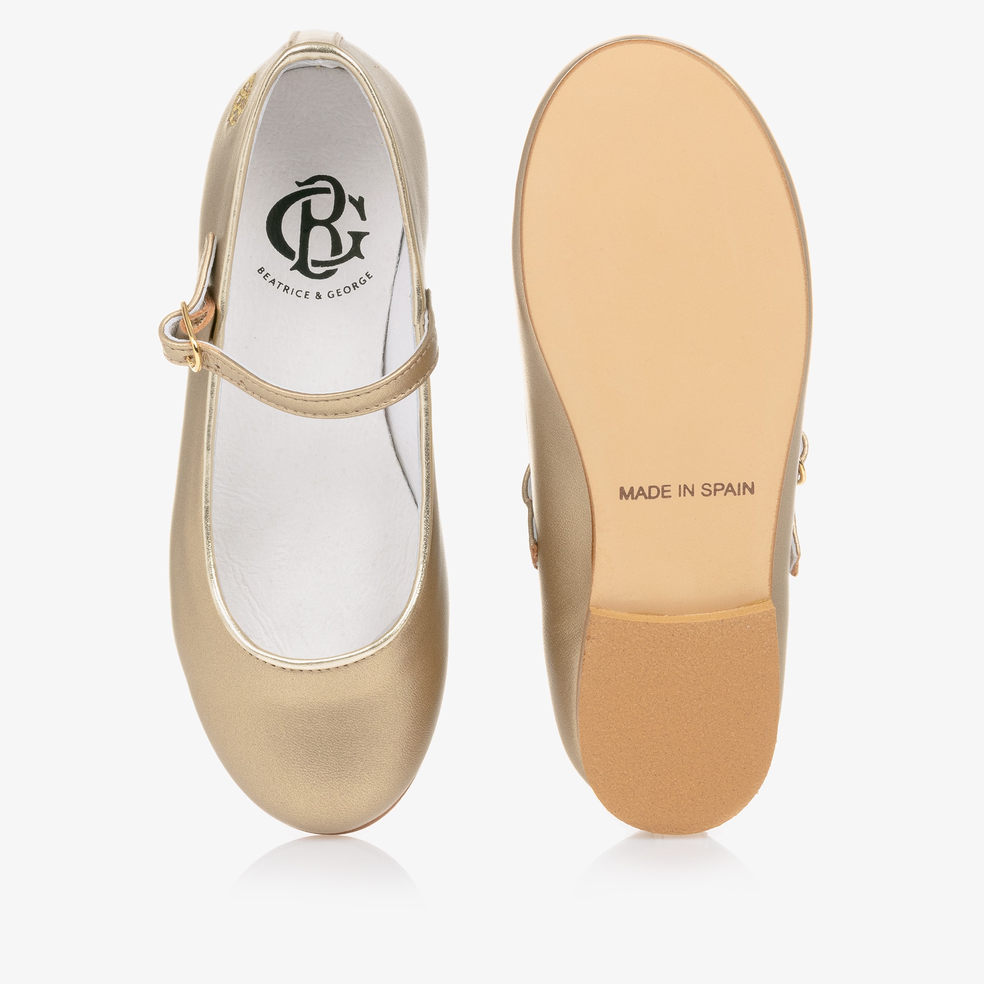 Girls Gold Mary Jane Shoes - View 4