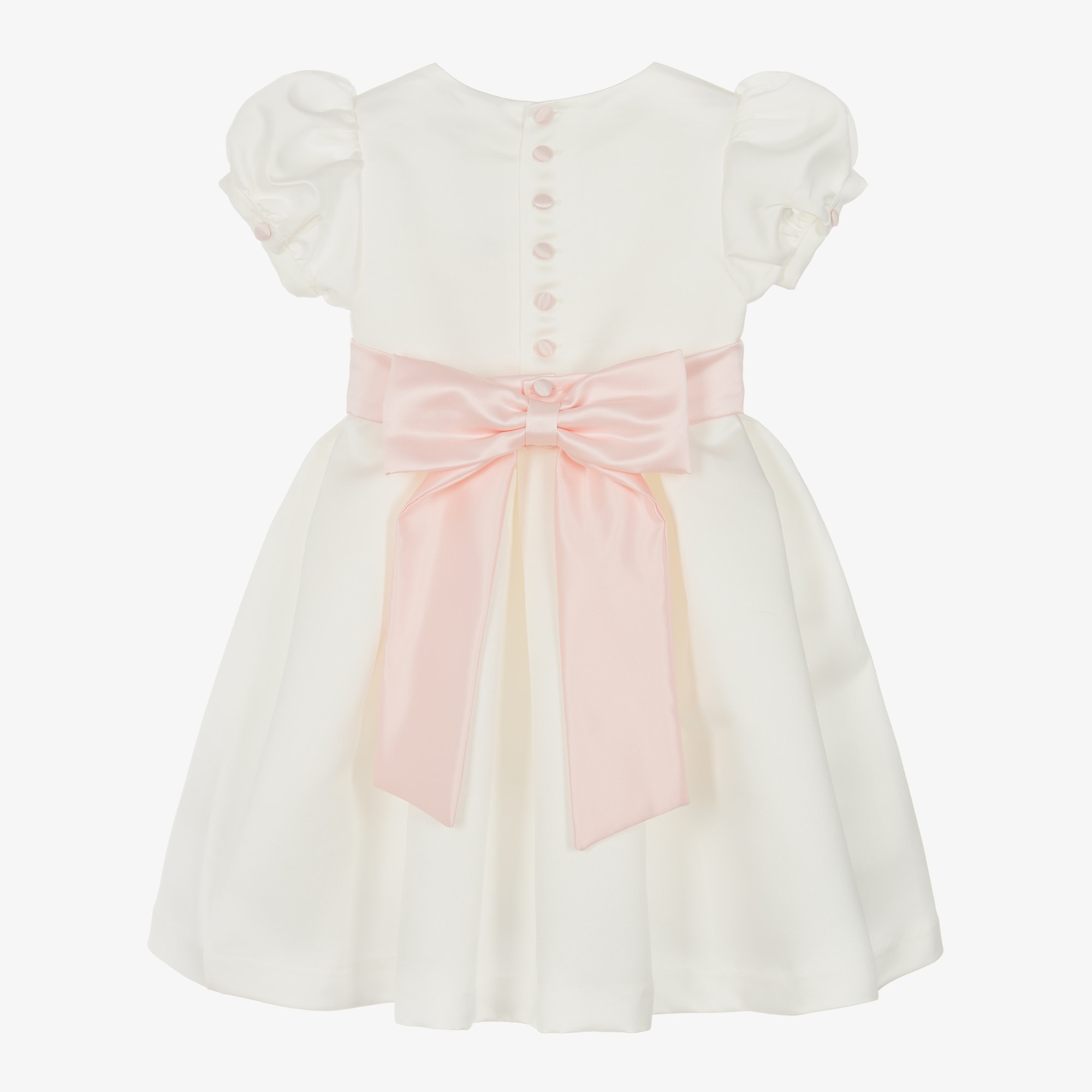 Girls Ivory Satin Dress - View 3