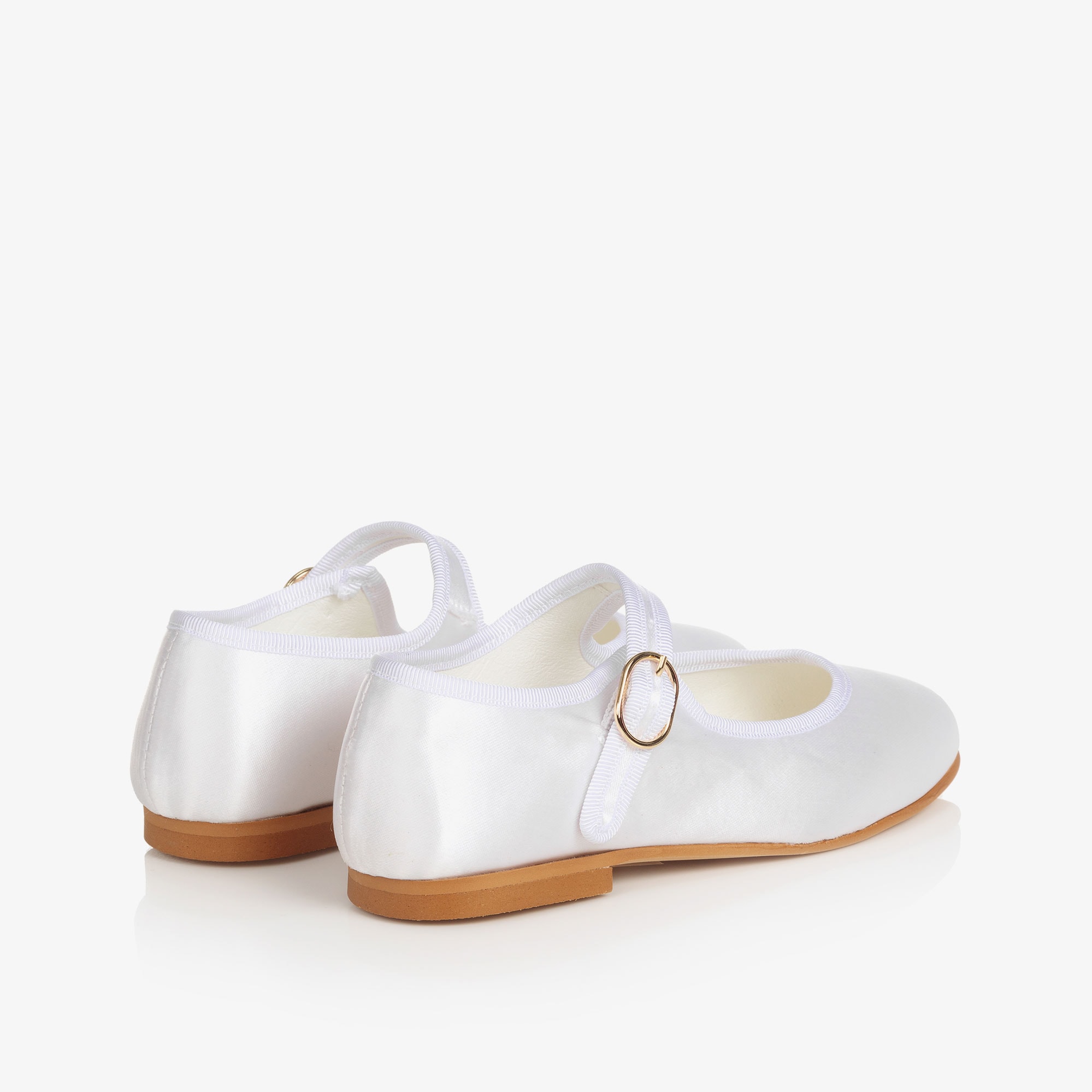 Girls White Satin Mary Jane Shoes - View 3