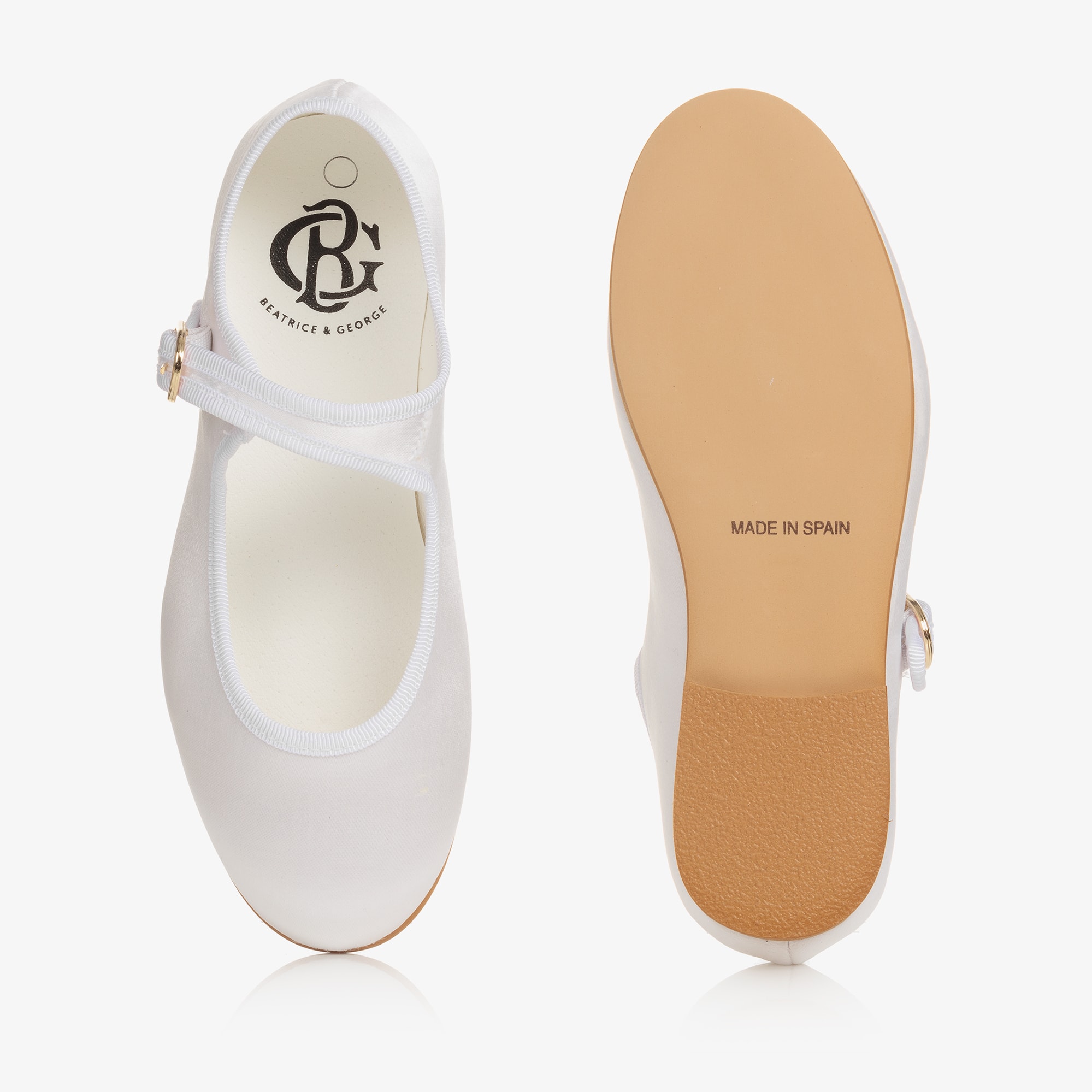 Girls White Satin Mary Jane Shoes - View 4