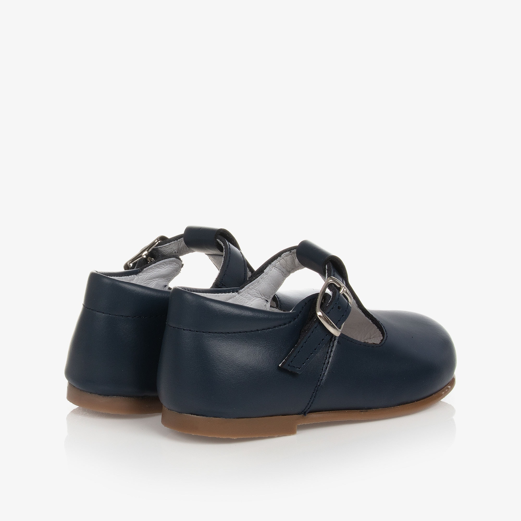 Pale Blue Leather Buckle T-Bar Shoes - View 3