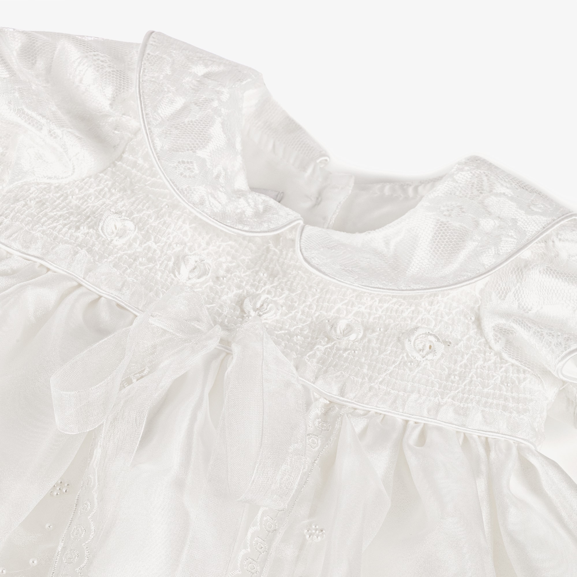 Baby Girls Ivory Satin Ceremony Gown & Bonnet Set - View 3