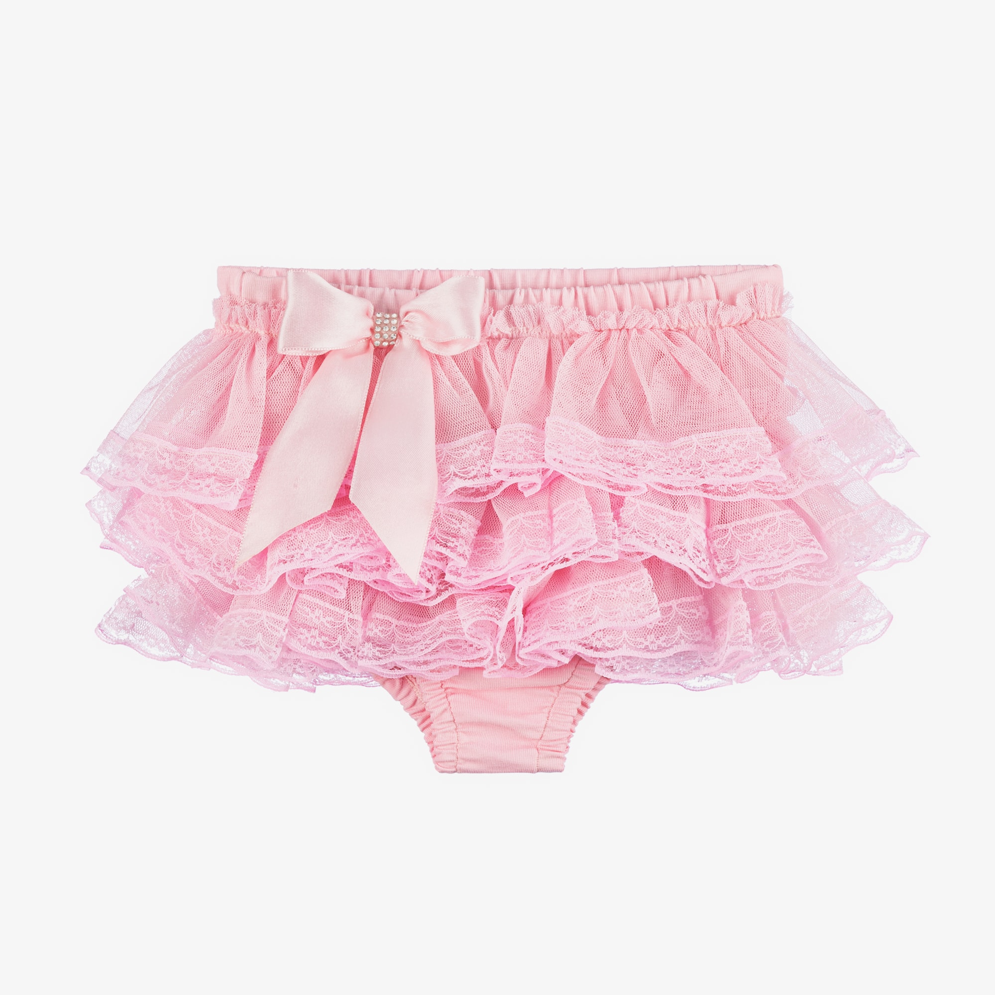 Baby Girls Pink Cotton Bloomer Shorts - View 1