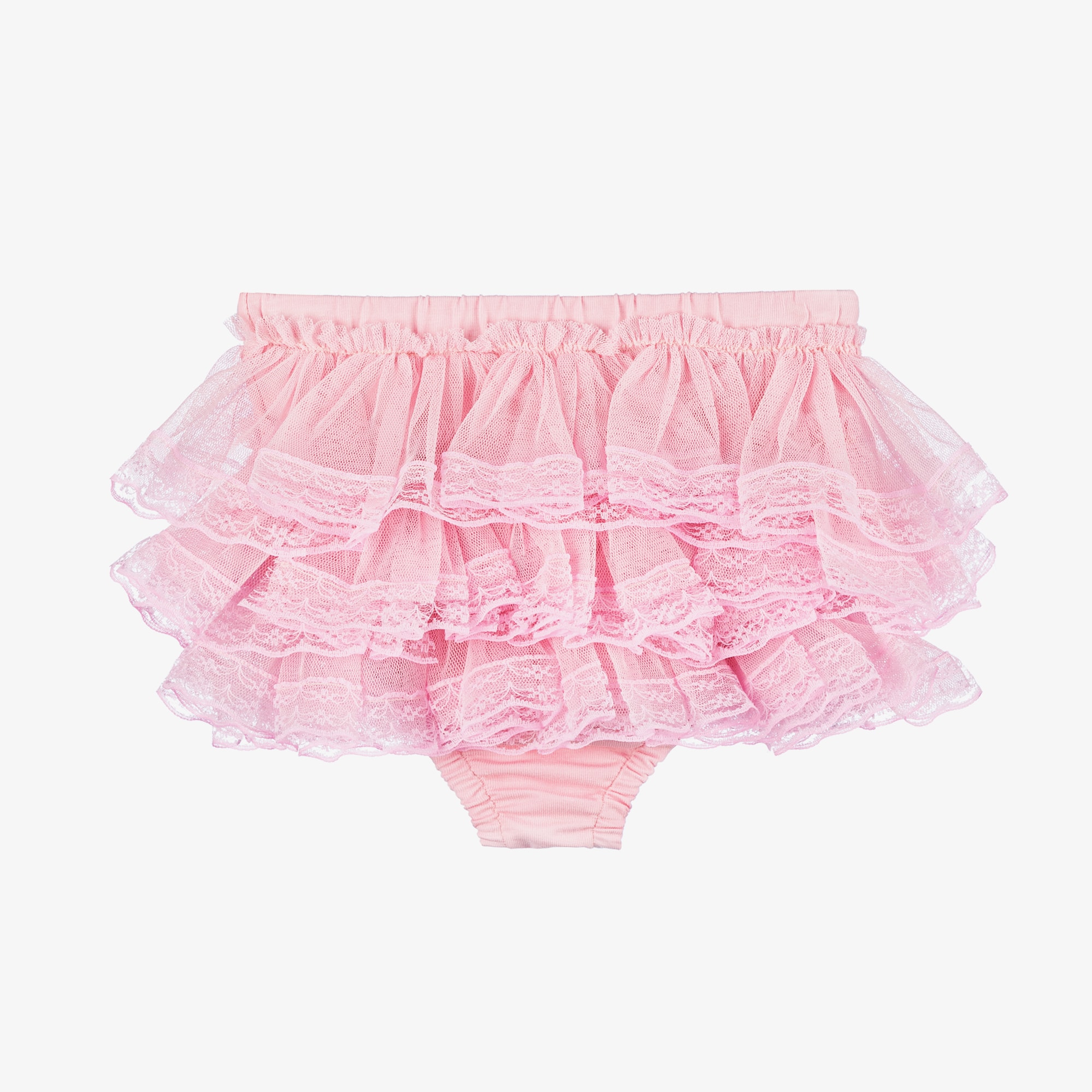 Baby Girls Pink Cotton Bloomer Shorts - View 2