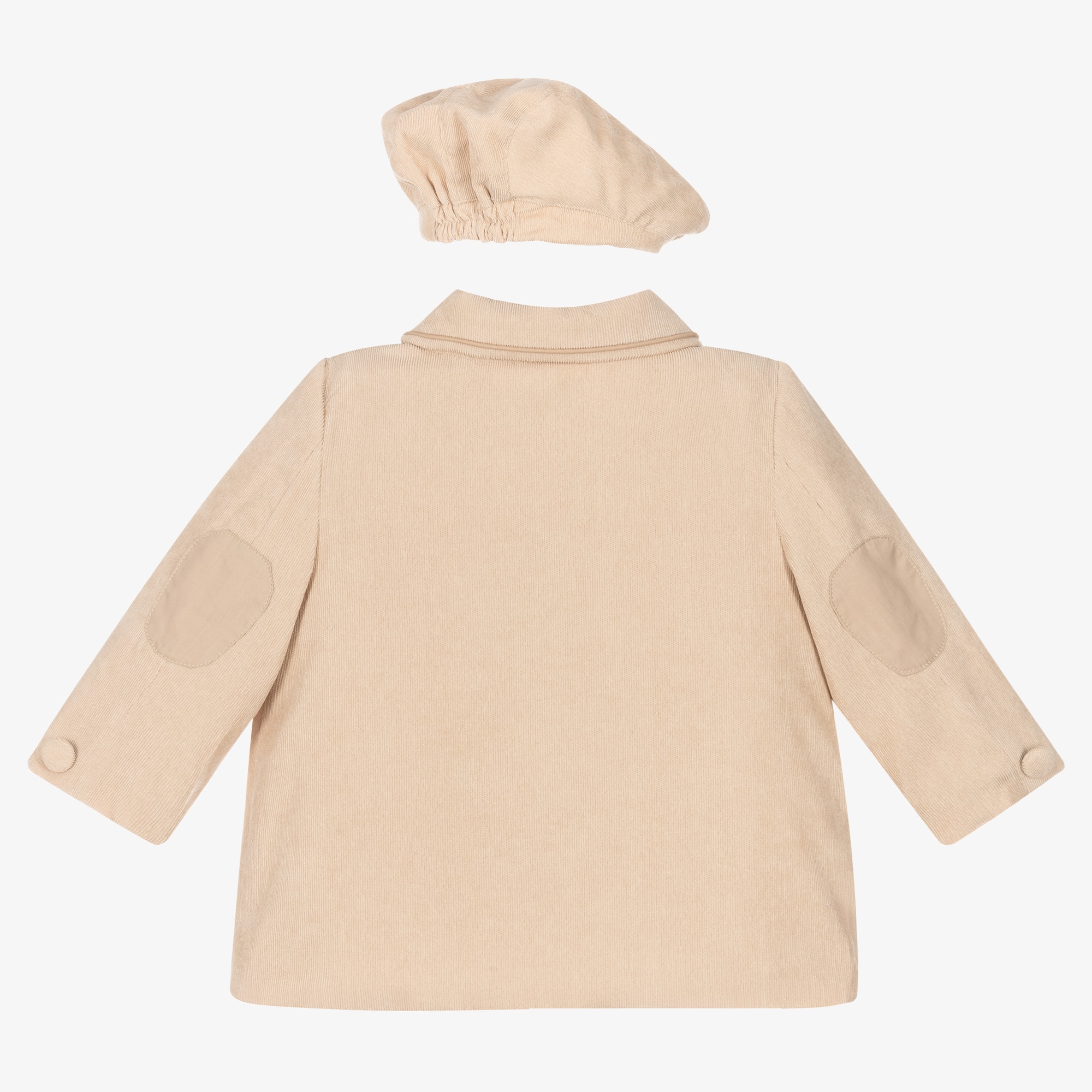 Beige Corduroy Coat & Hat Set - View 3